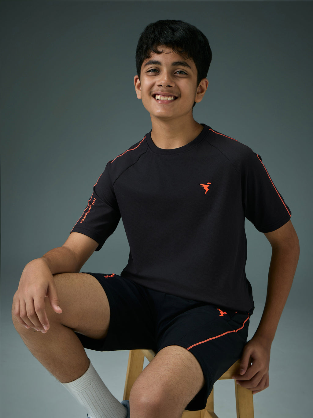 Technosport Kids Crew Neck Tshirt - B183 - BLACK
