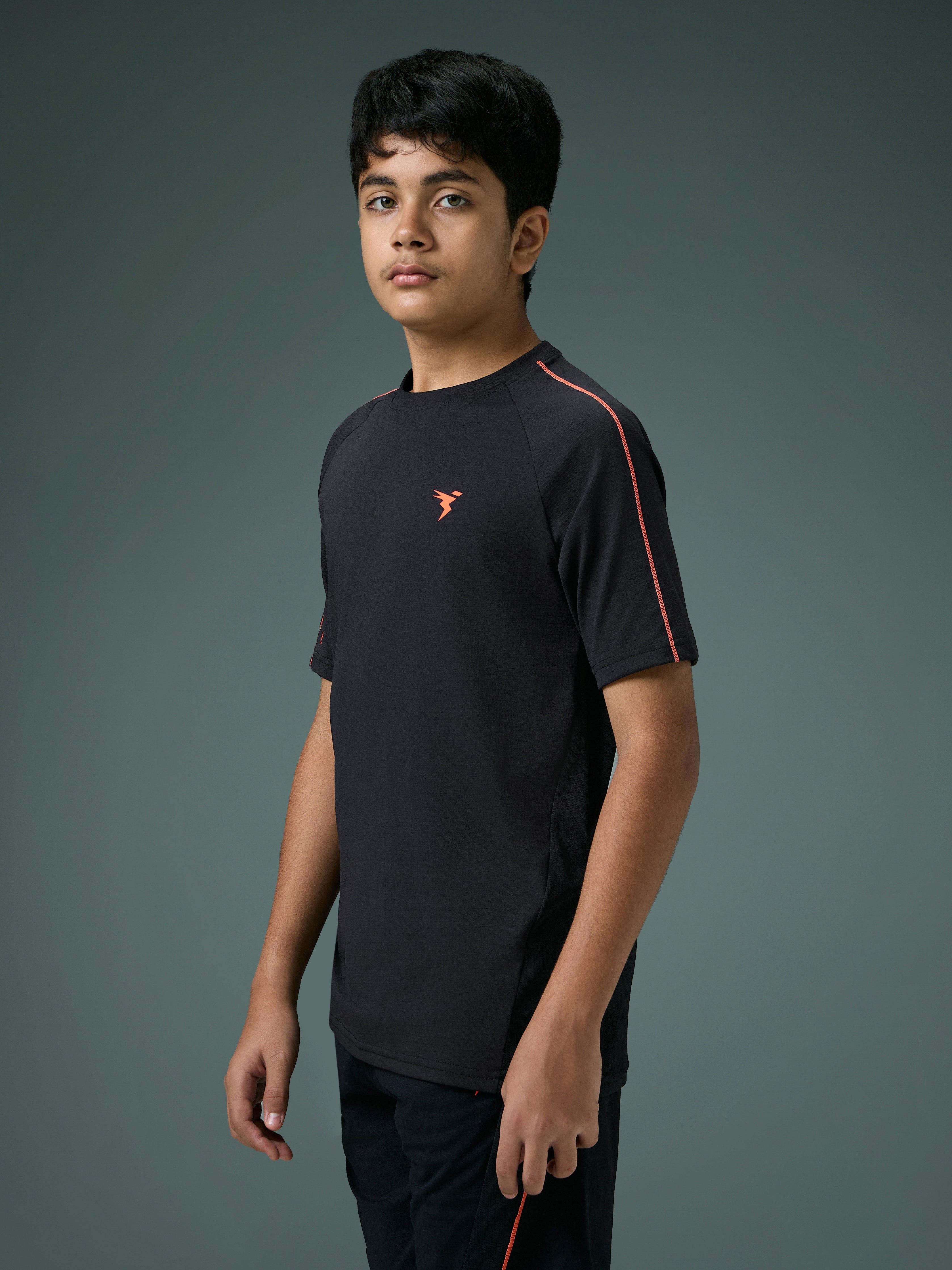 Technosport Kids Crew Neck Tshirt - B183 - BLACK