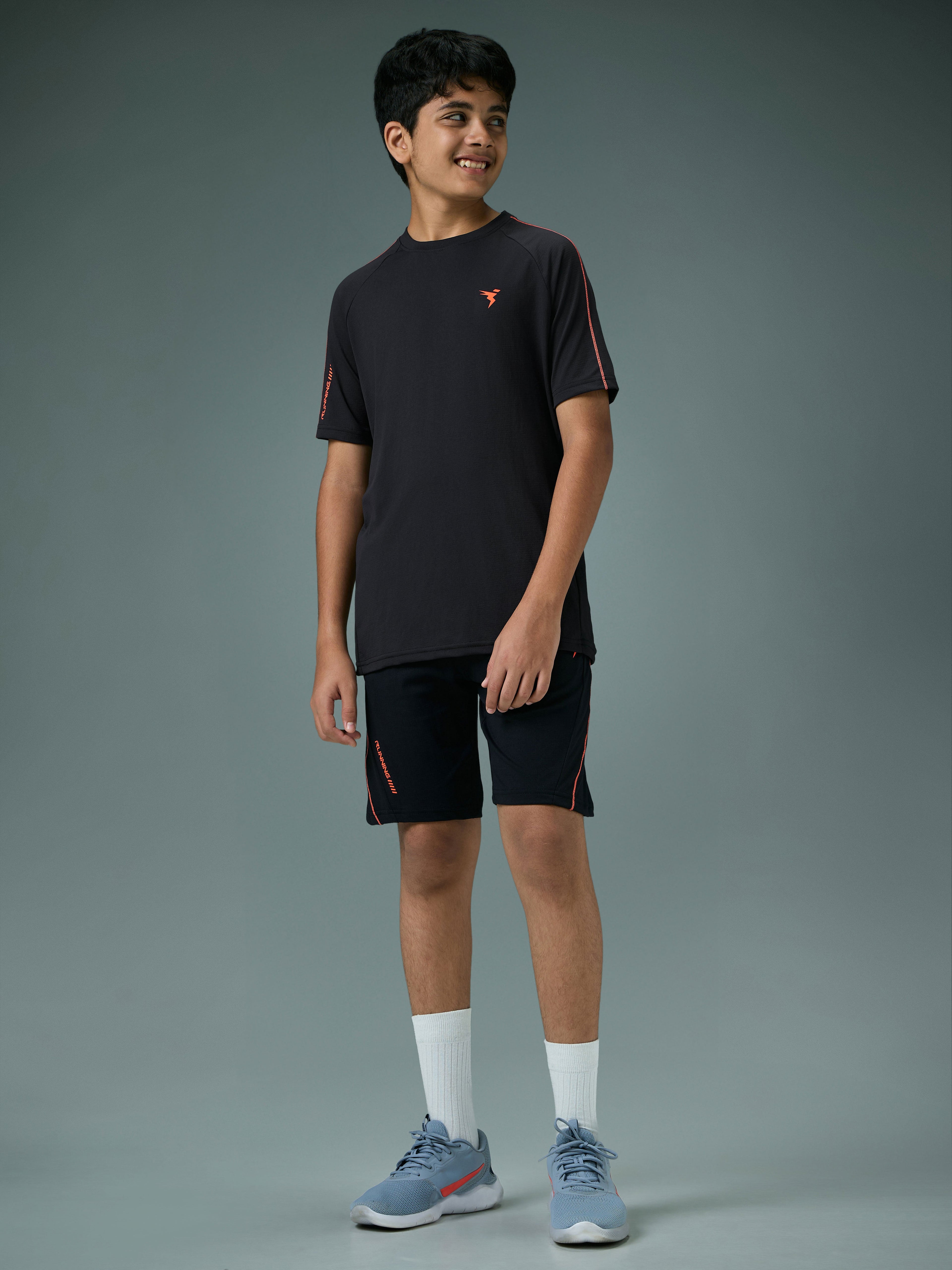 Technosport Kids Crew Neck Tshirt - B183 - BLACK