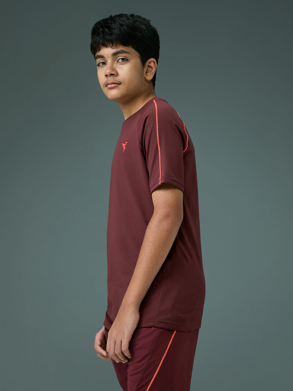 Technosport Kids Crew Neck Tshirt - B183 - CHOCOLATE TRUFFLE