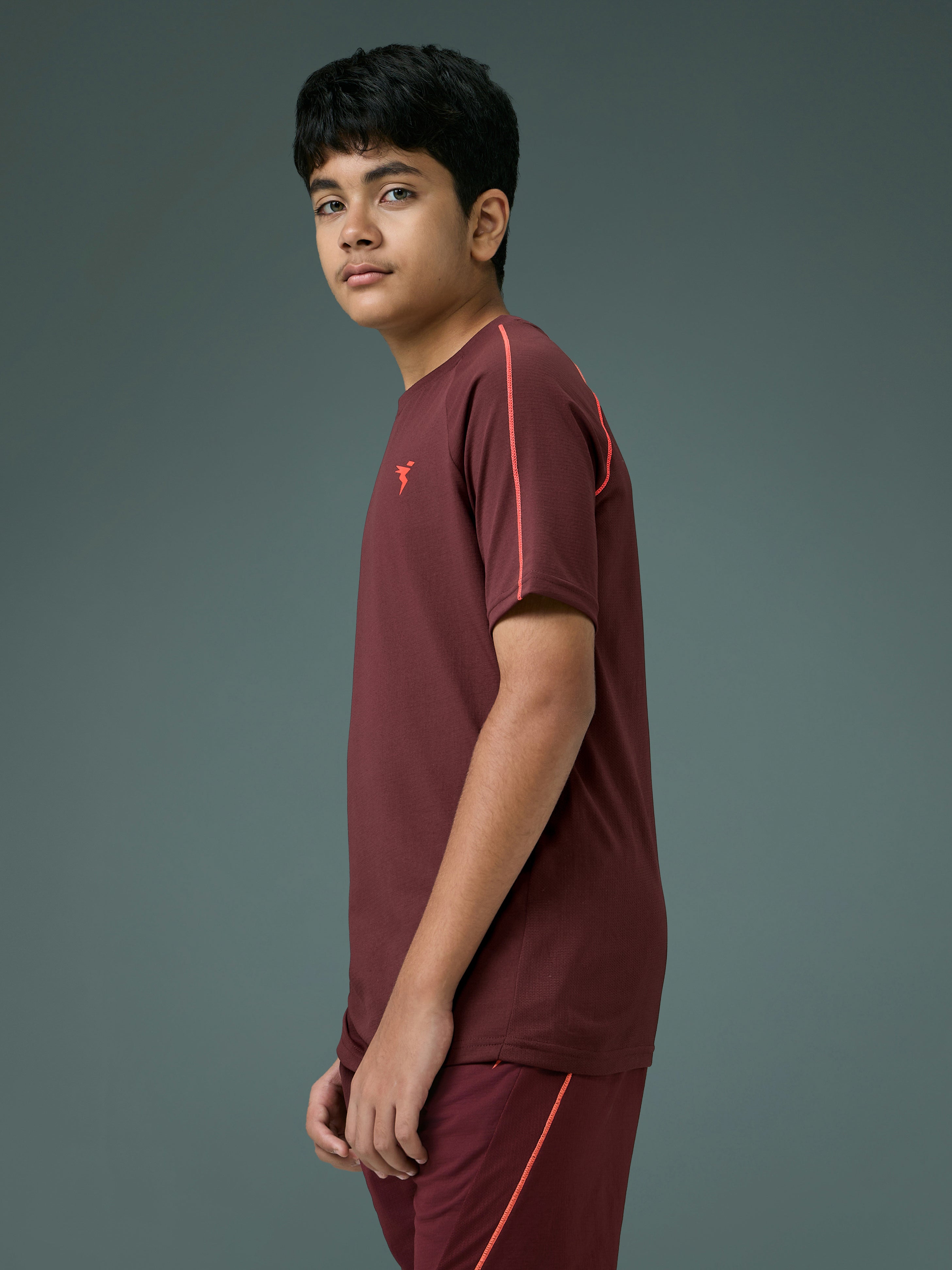 Technosport Kids Crew Neck Tshirt - B183 - CHOCOLATE TRUFFLE
