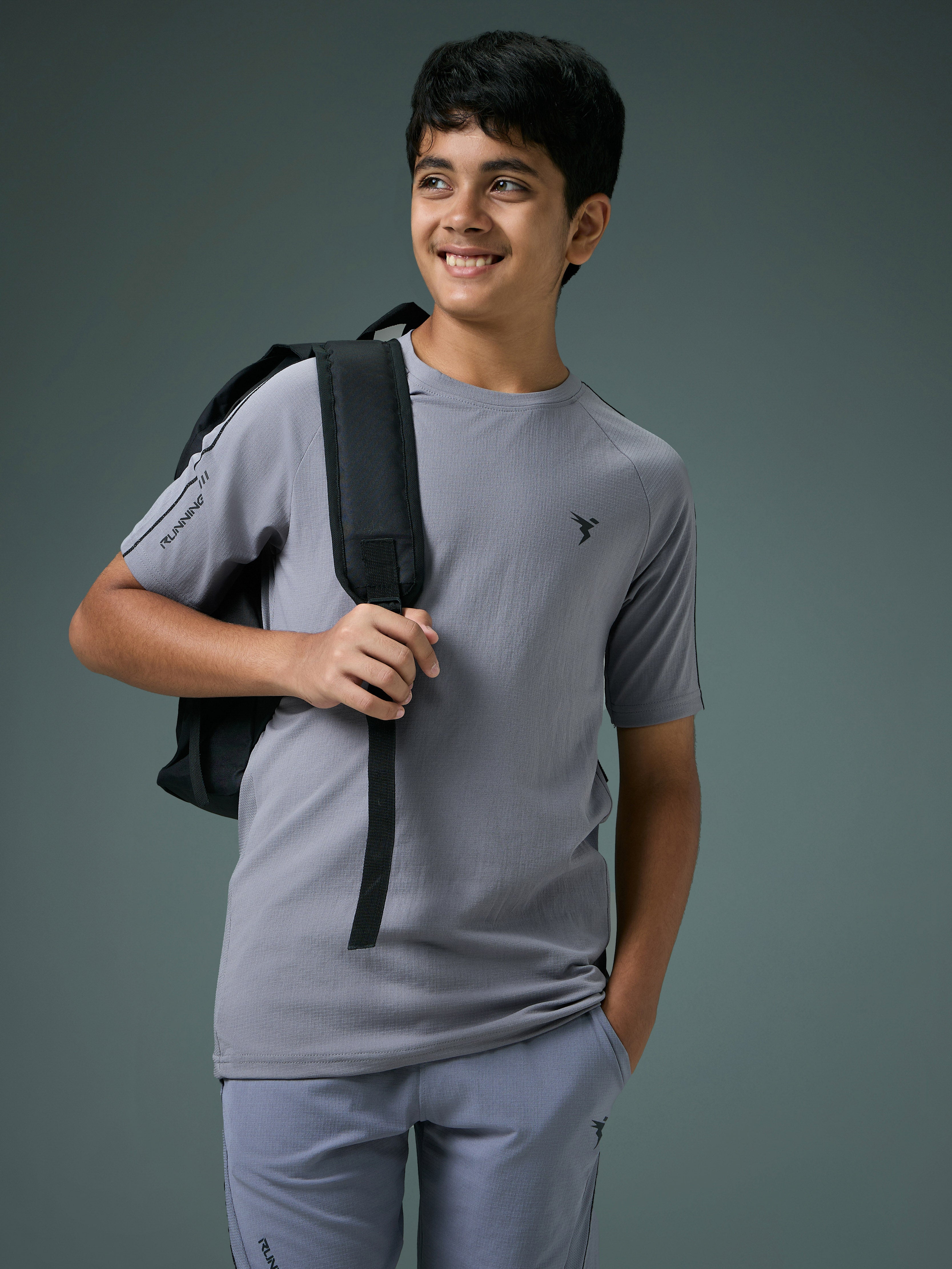 Technosport Kids Crew Neck Tshirt - B183 - LT GREY