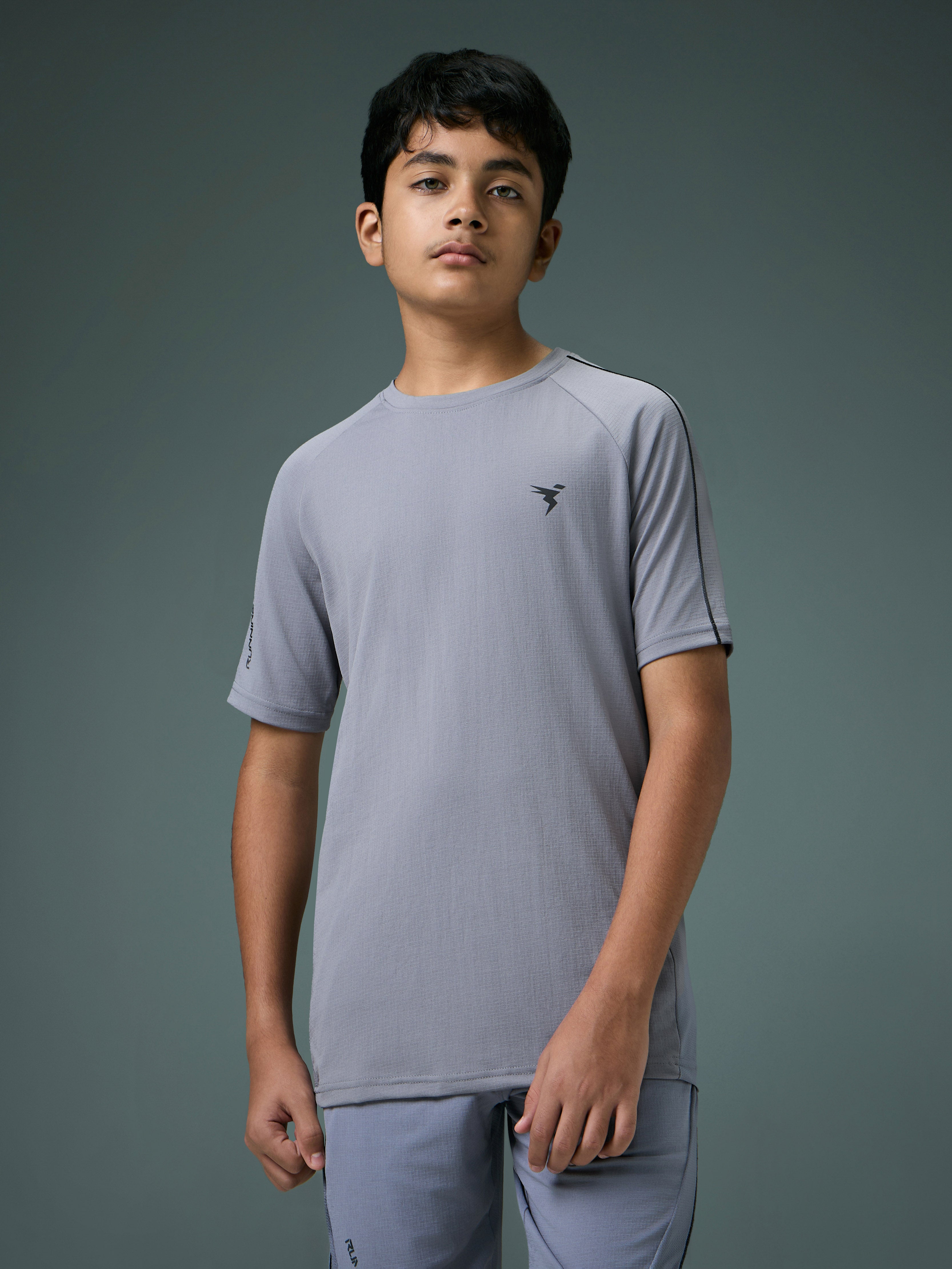 Technosport Kids Crew Neck Tshirt - B183 - LT GREY