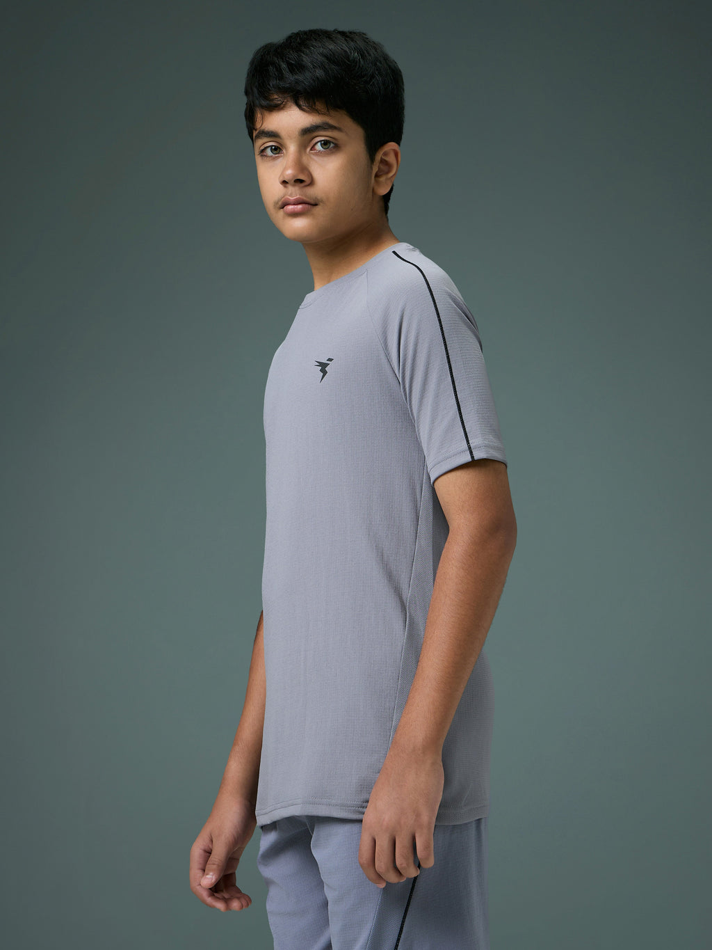 Technosport Kids Crew Neck Tshirt - B183 - LT GREY