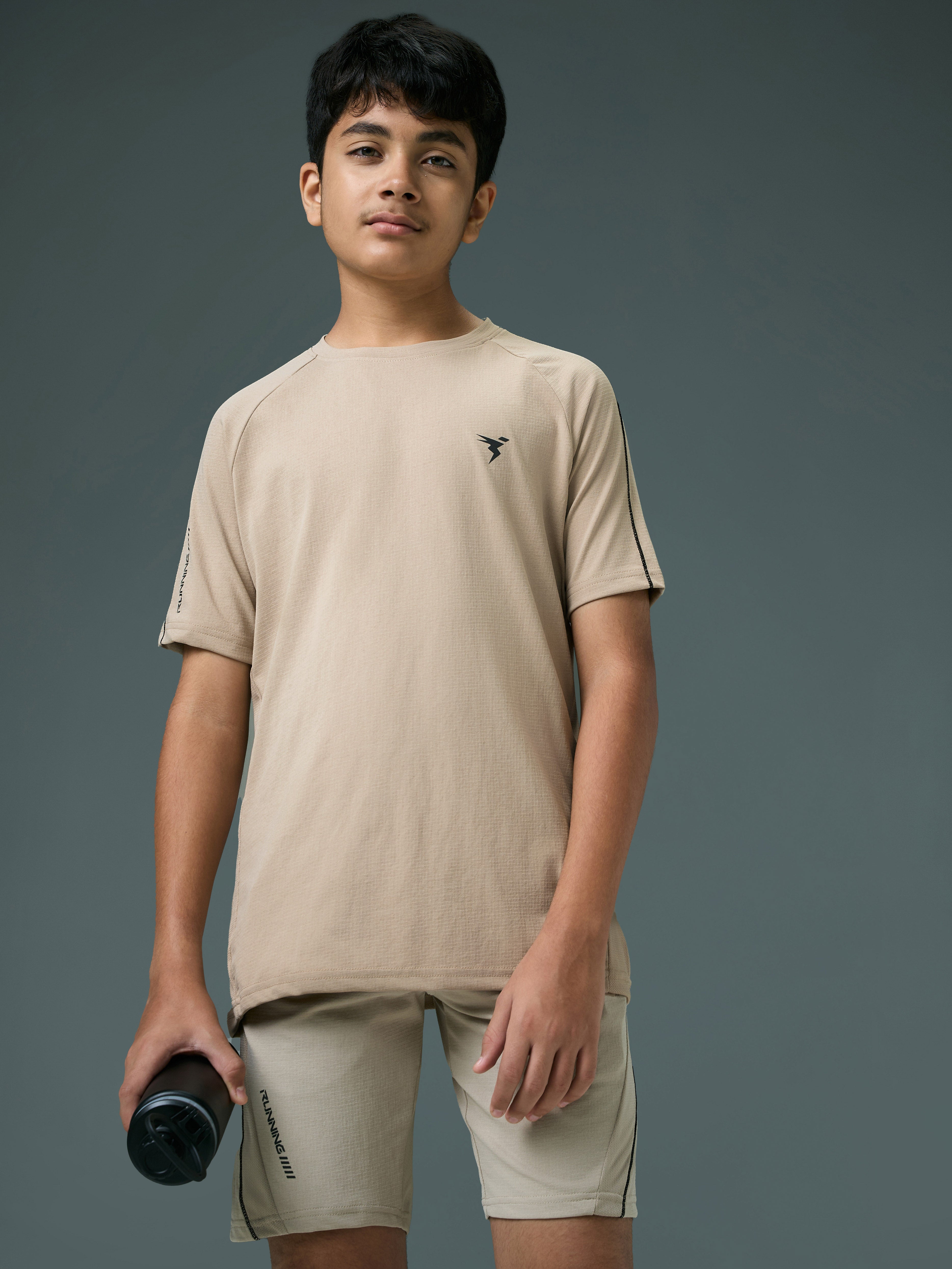 Technosport Kids Crew Neck Tshirt - B183 - OYSTER GRAY
