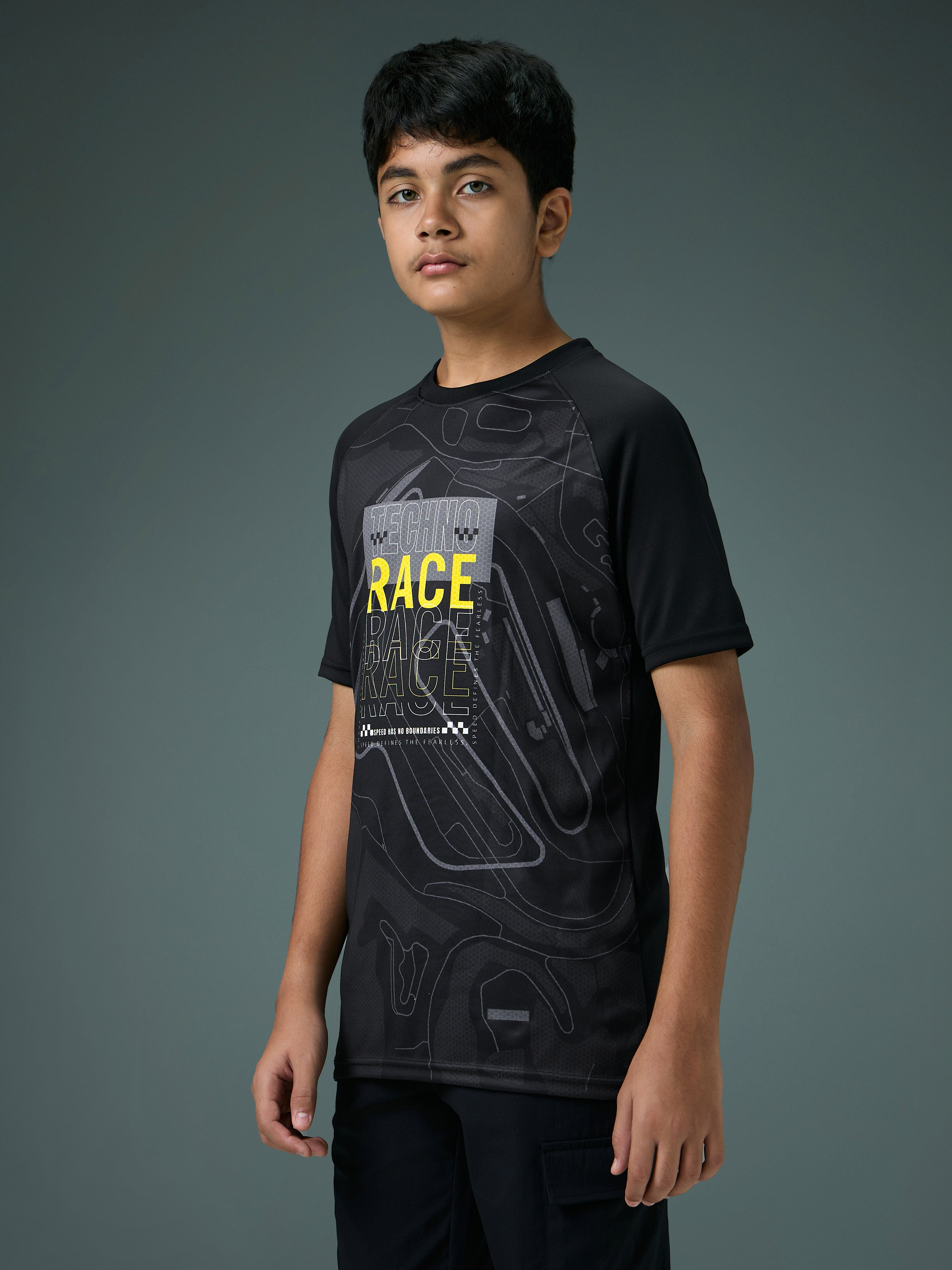 Technosport Kids Crew Neck Tshirt - BR121 - BLACK