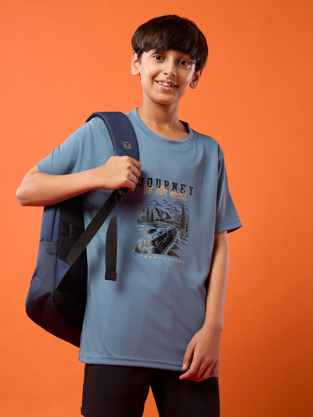 Technosport Kids Crew Neck Tshirt - BR121 - BLUE STONE