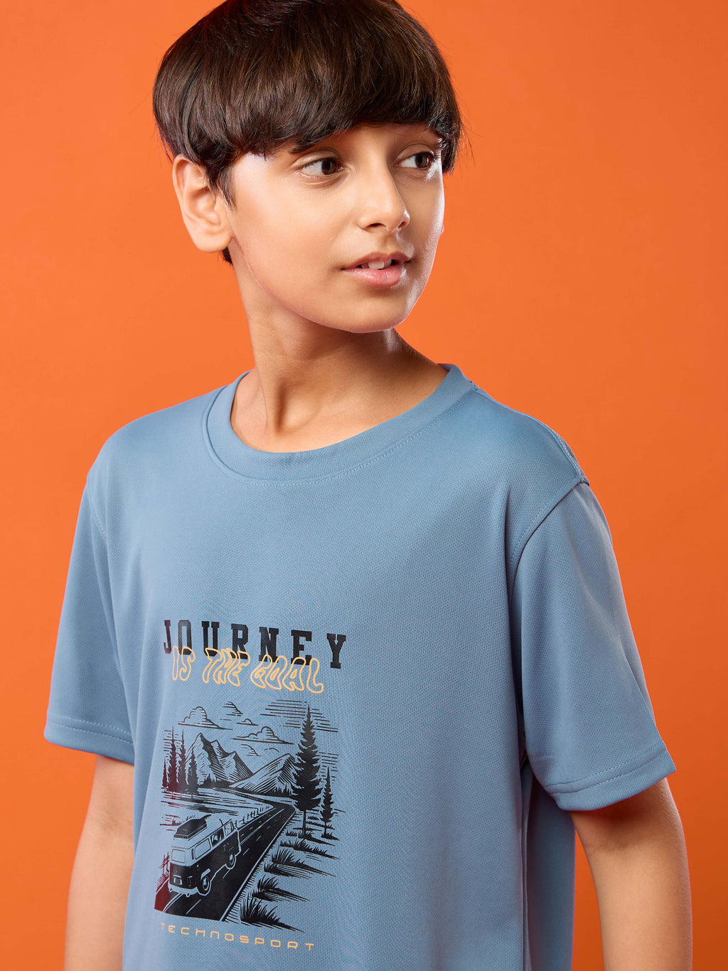 Technosport Kids Crew Neck Tshirt - BR121 - BLUE STONE