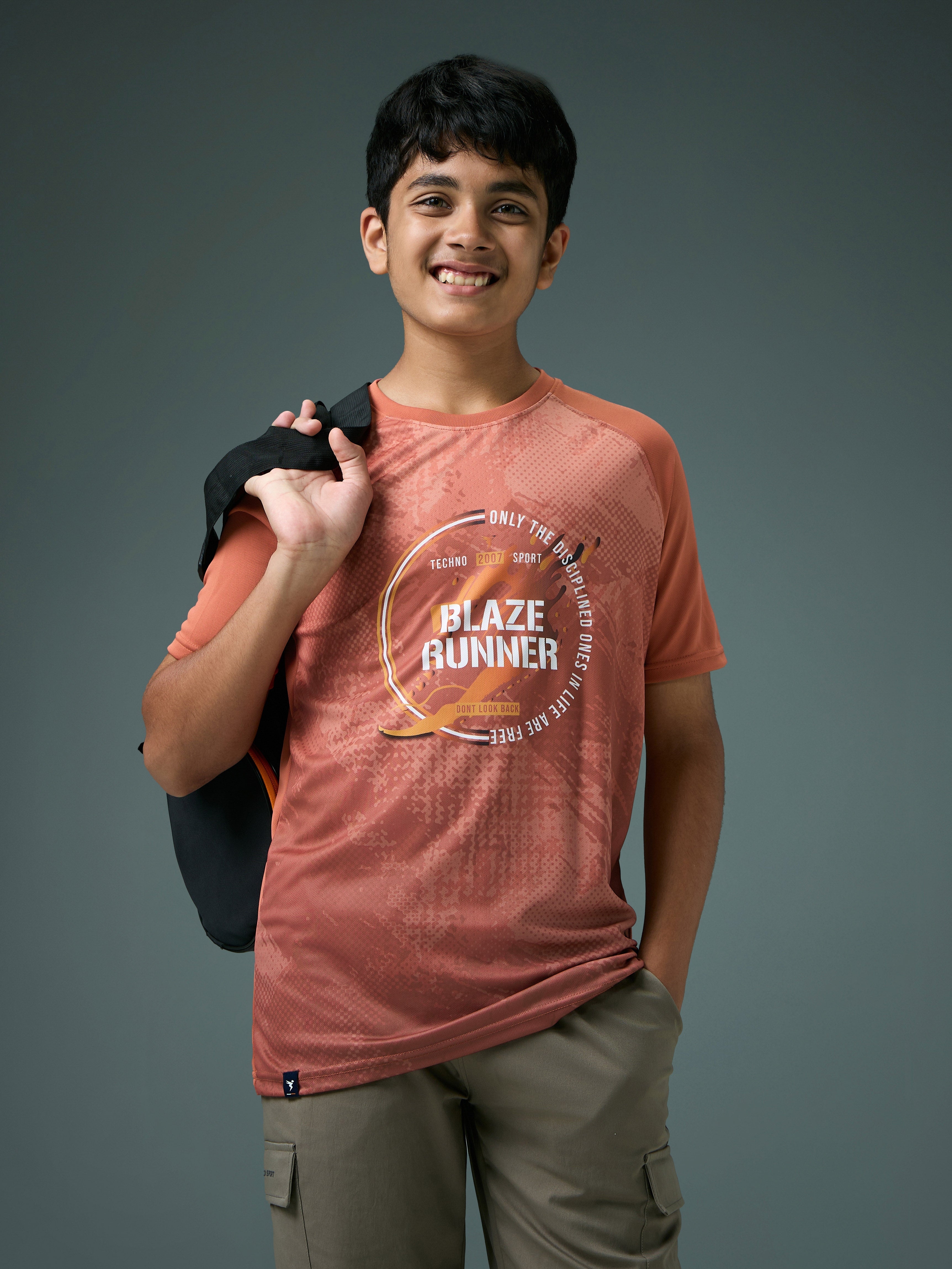 Technosport Kids Crew Neck Tshirt - BR121 - CHILLI FLAKES