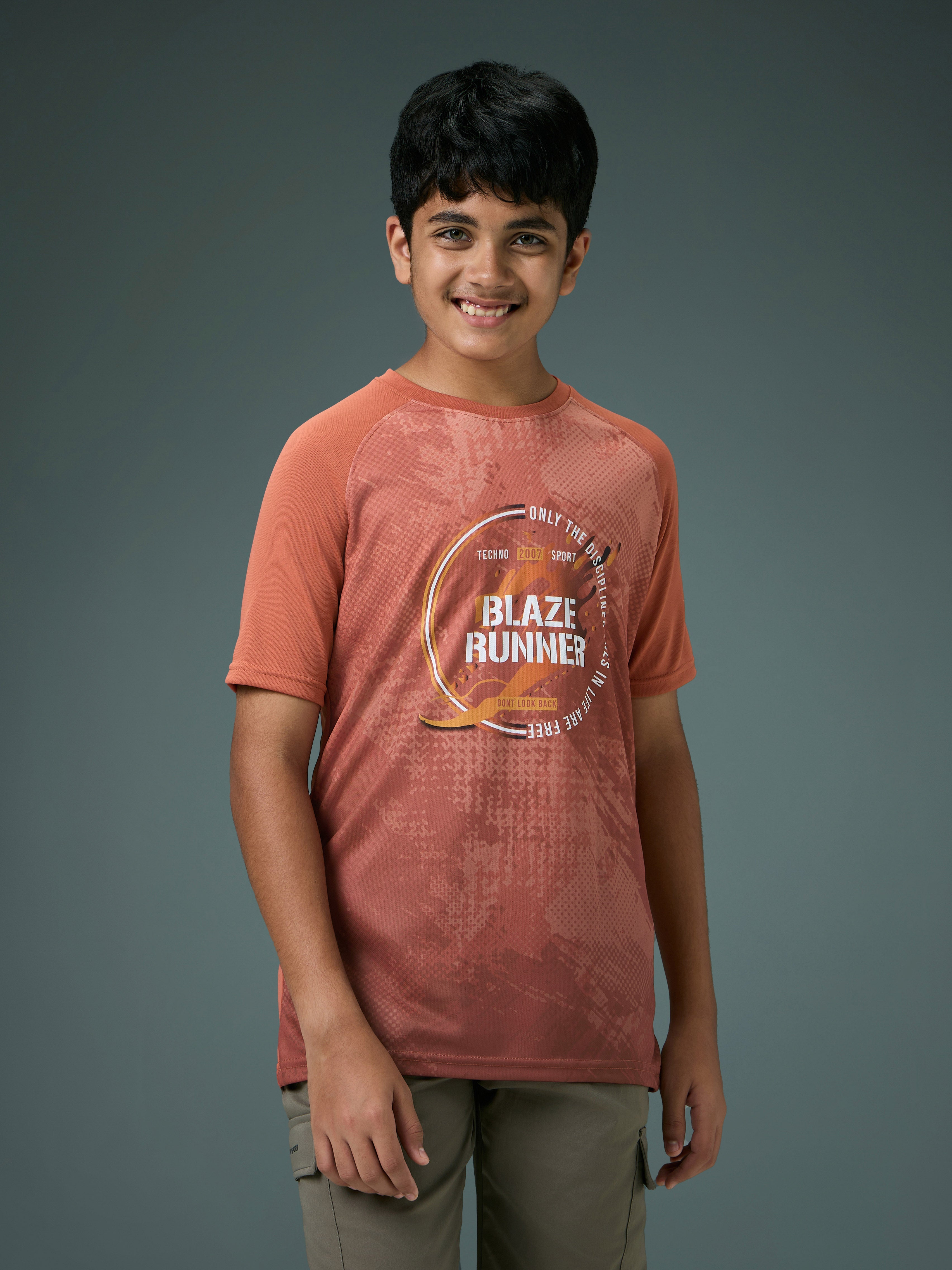 Technosport Kids Crew Neck Tshirt - BR121 - CHILLI FLAKES