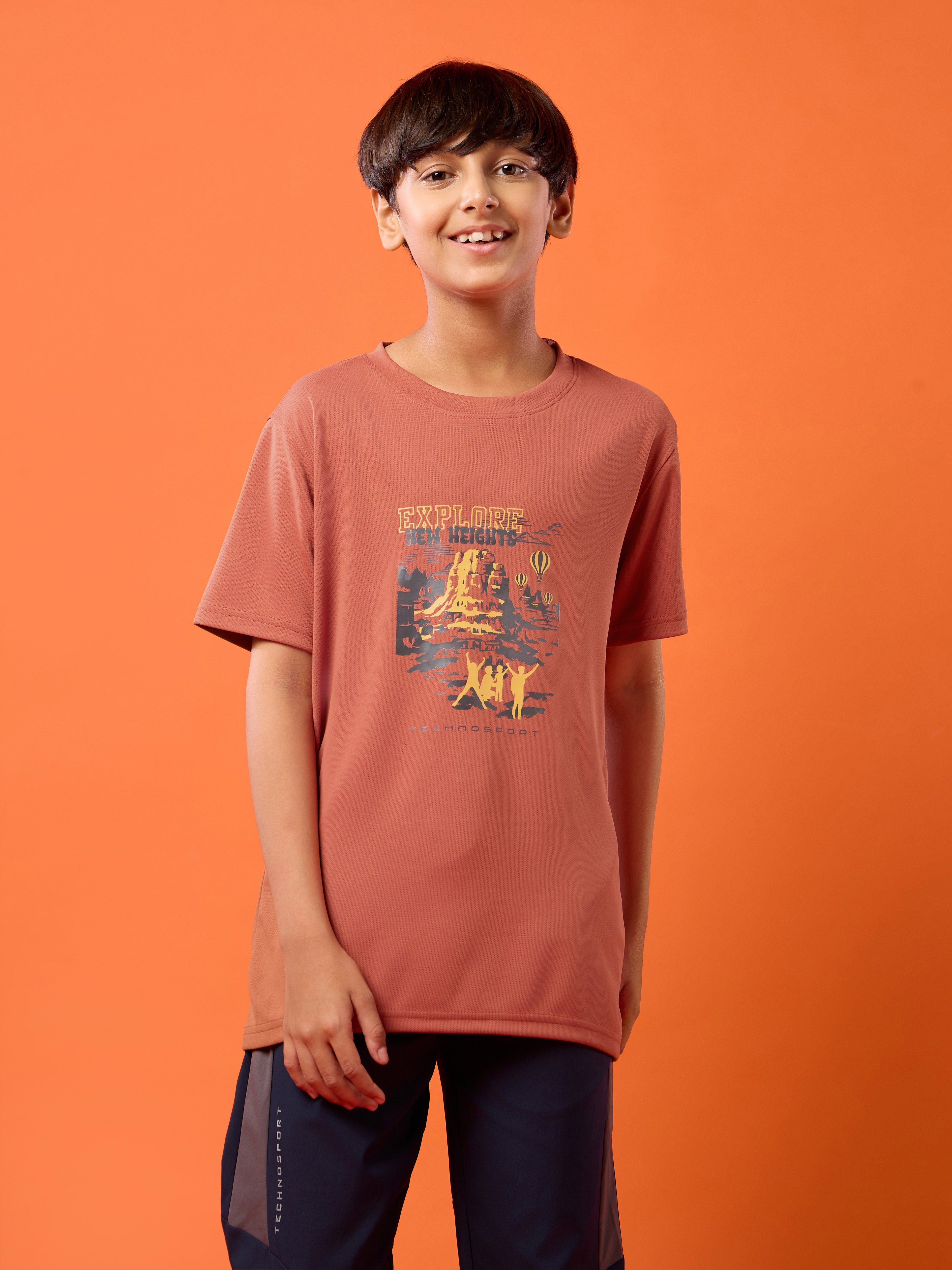 Technosport Kids Crew Neck Tshirt - BR121 - MARSALA