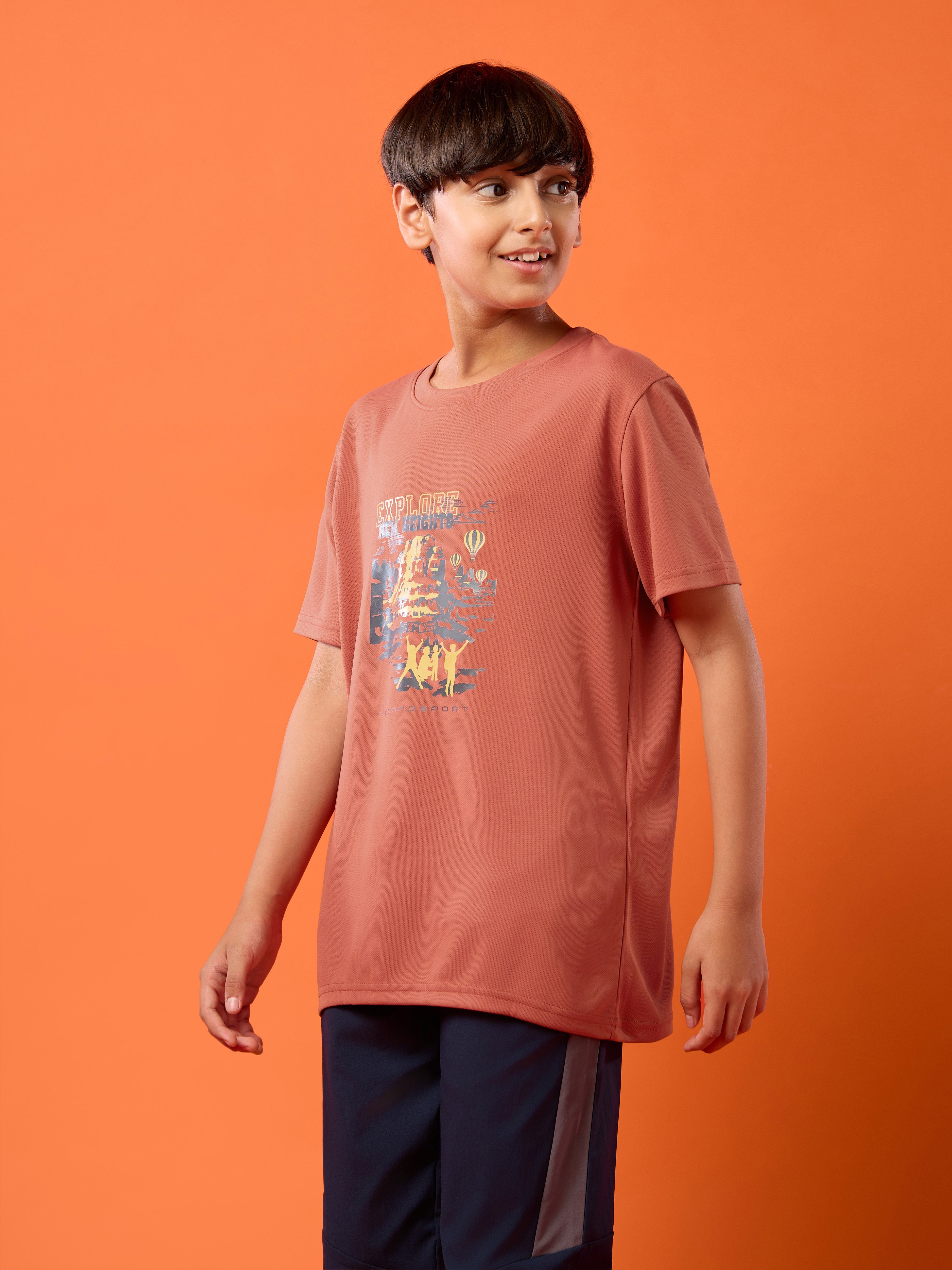Technosport Kids Crew Neck Tshirt - BR121 - MARSALA