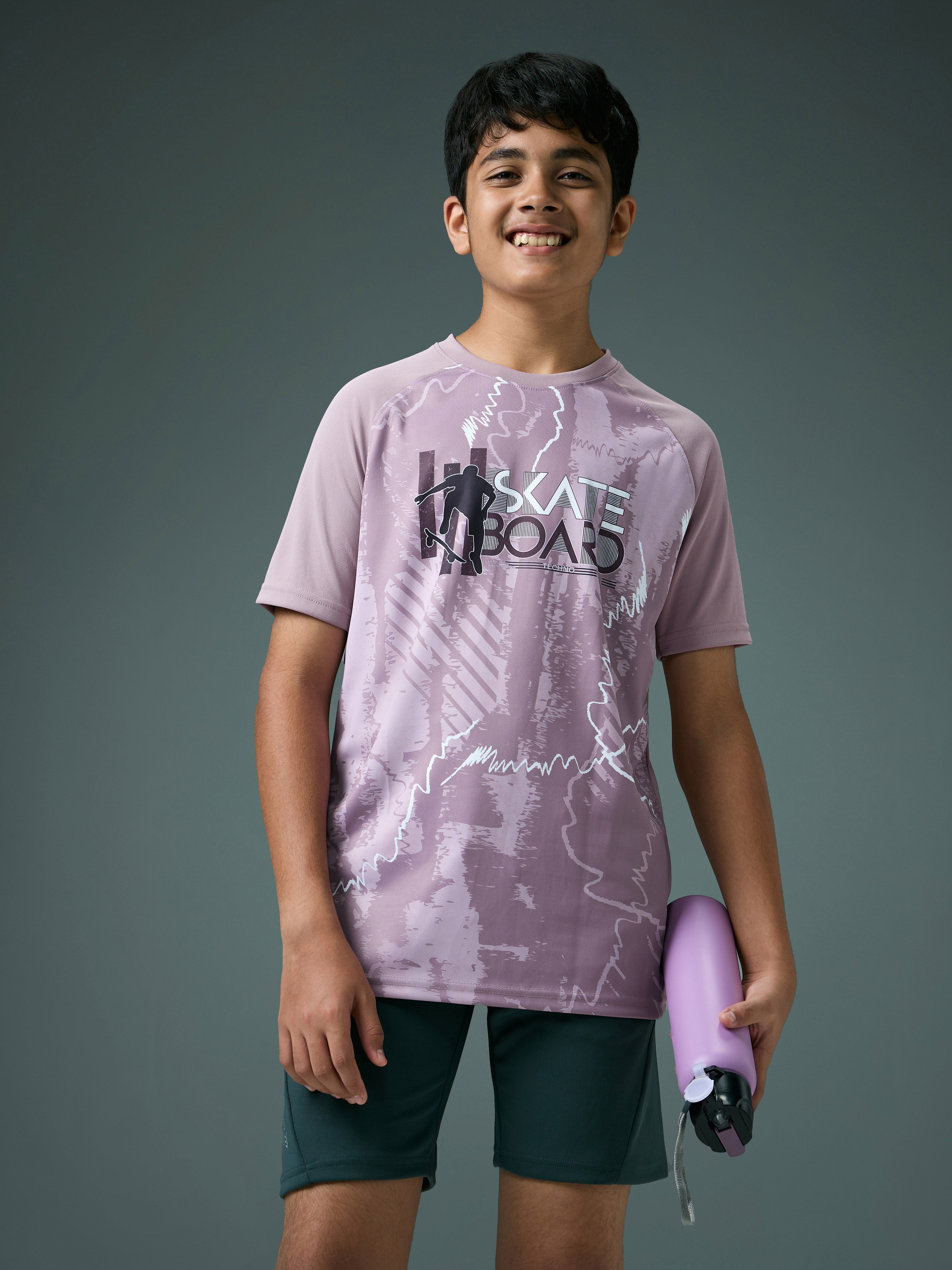 Technosport Kids Crew Neck Tshirt - BR121 - MODERN BROWN