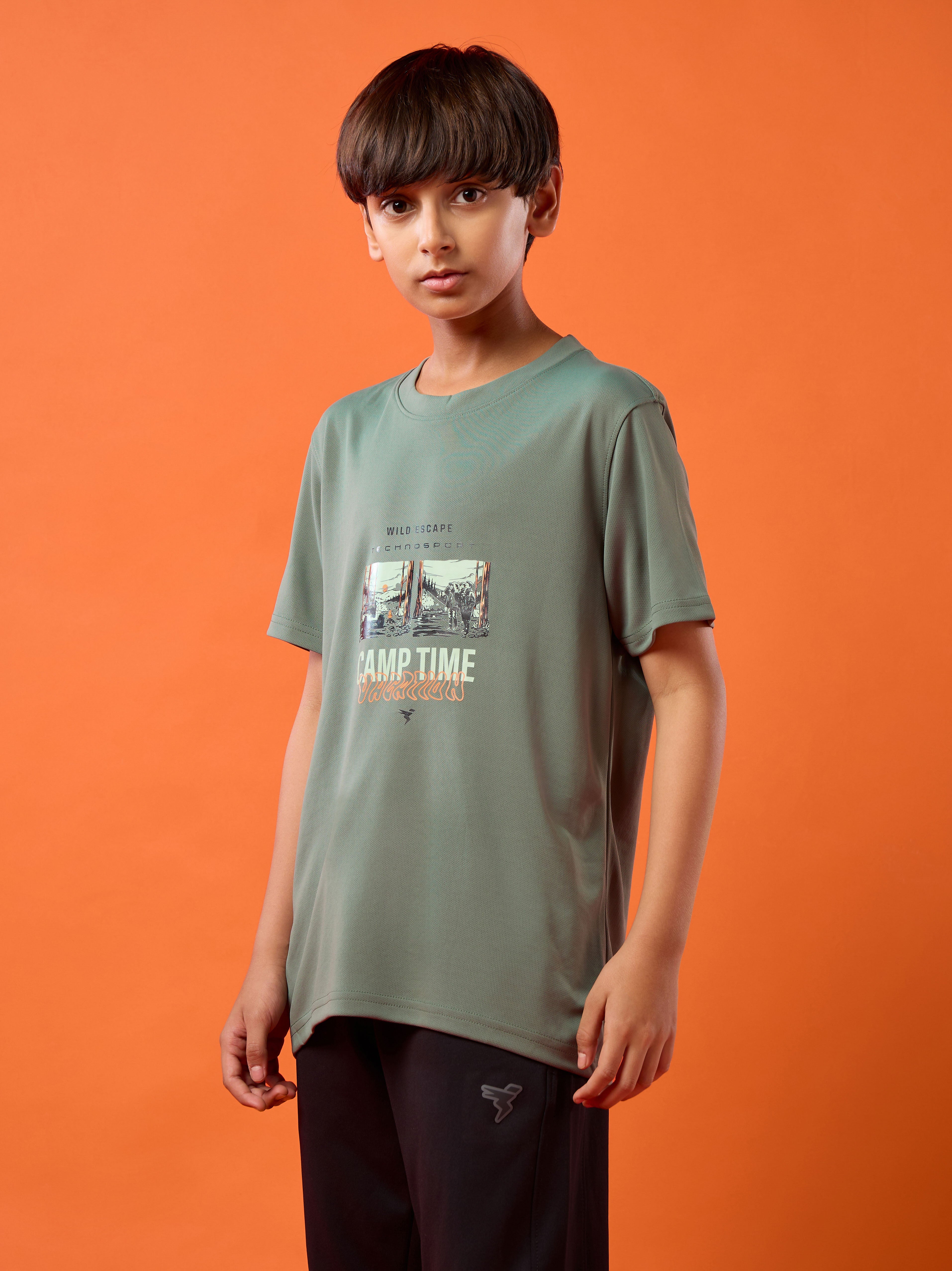 Technosport Kids Crew Neck Tshirt - BR121 - MYRTLE