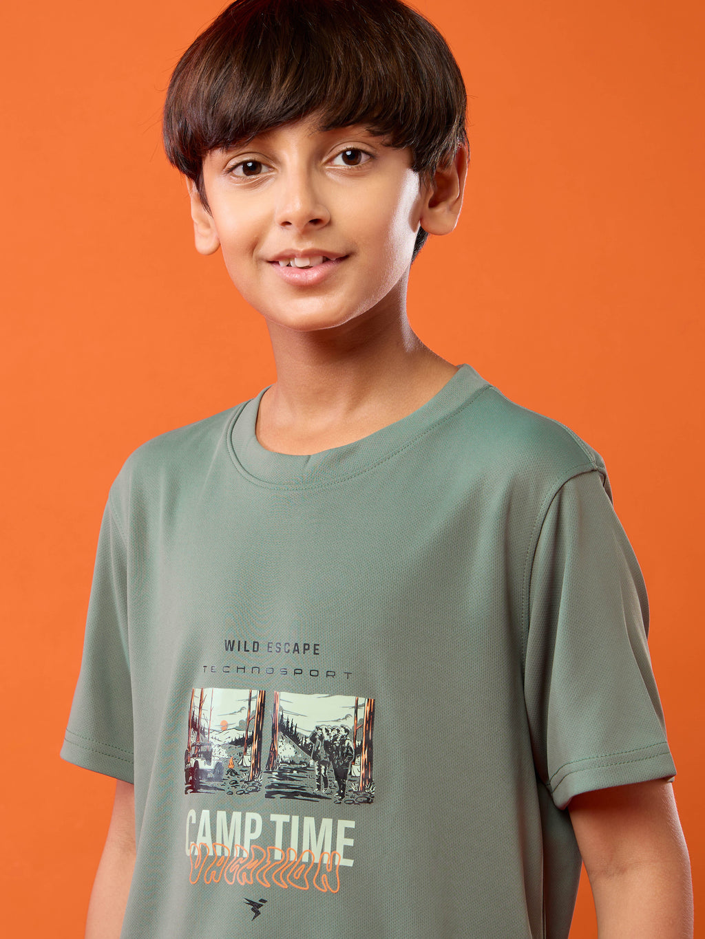 Technosport Kids Crew Neck Tshirt - BR121 - MYRTLE