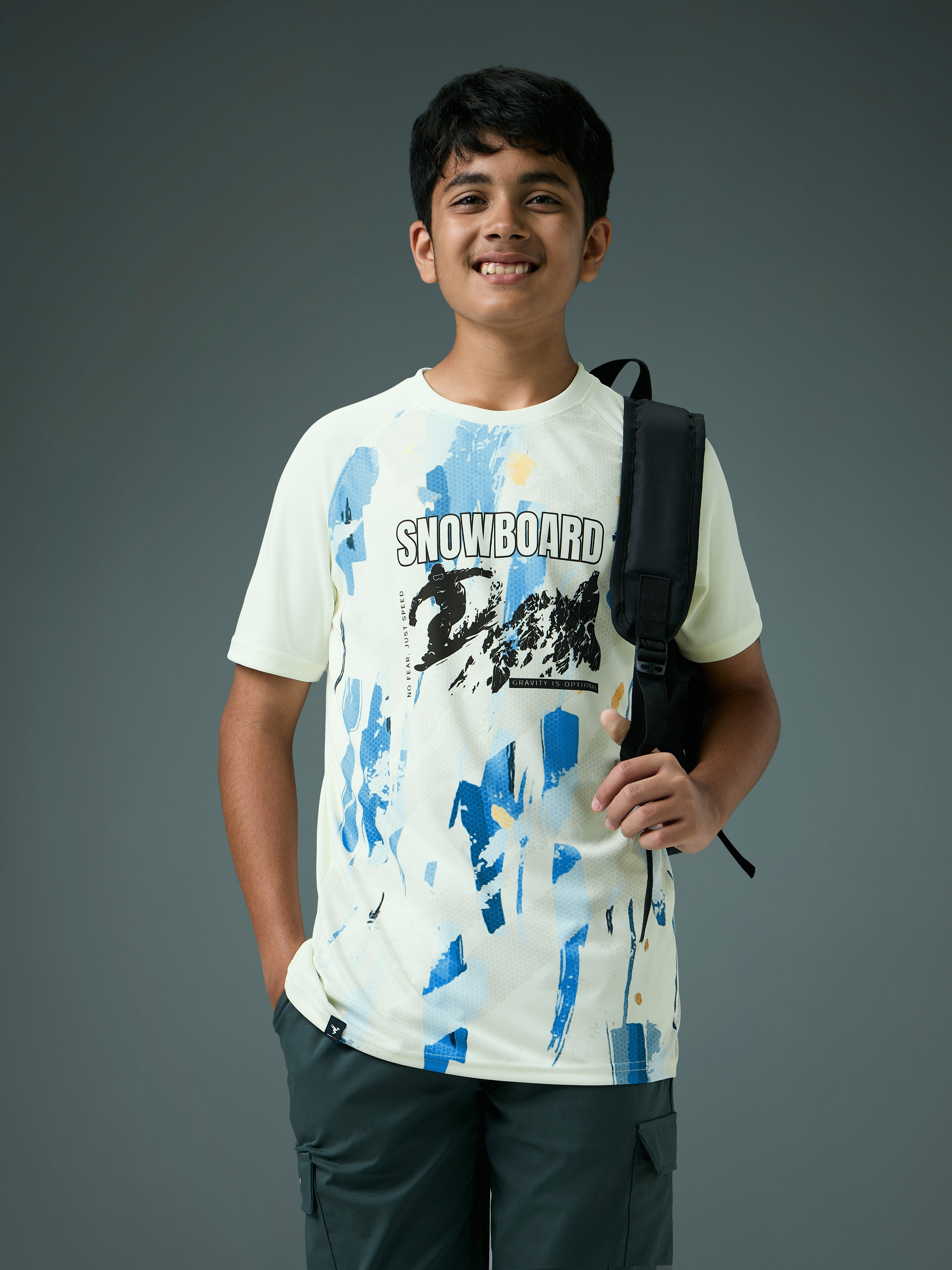 Technosport Kids Crew Neck Tshirt - BR121 - OFF WHITE
