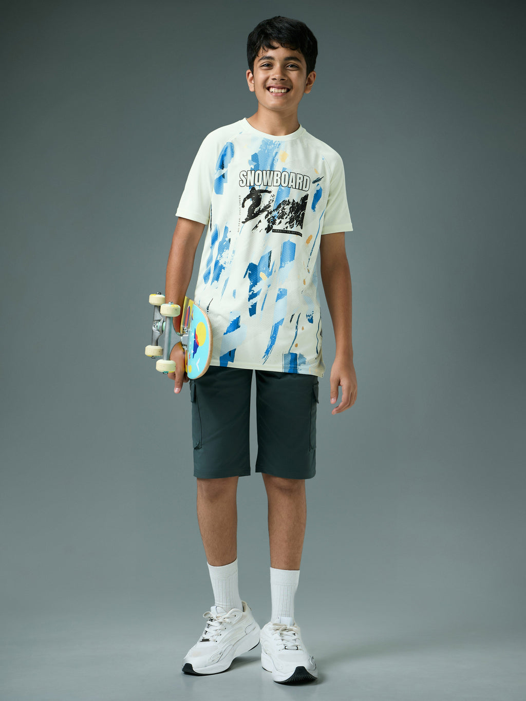 Technosport Kids Crew Neck Tshirt - BR121 - OFF WHITE