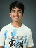 Technosport Kids Crew Neck Tshirt - BR121 - OFF WHITE