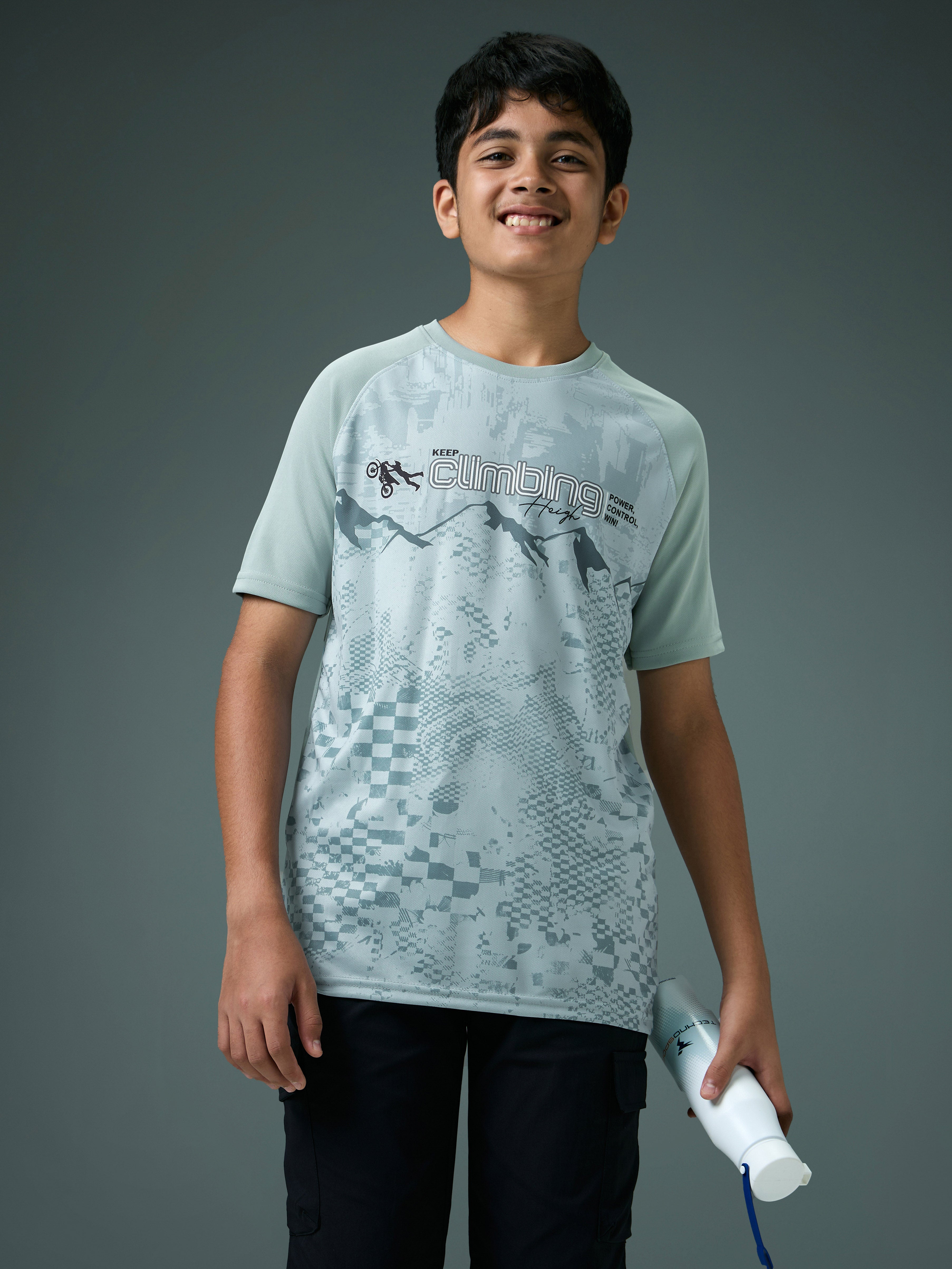 Technosport Kids Crew Neck Tshirt - BR121 - ULTIMATE GREY