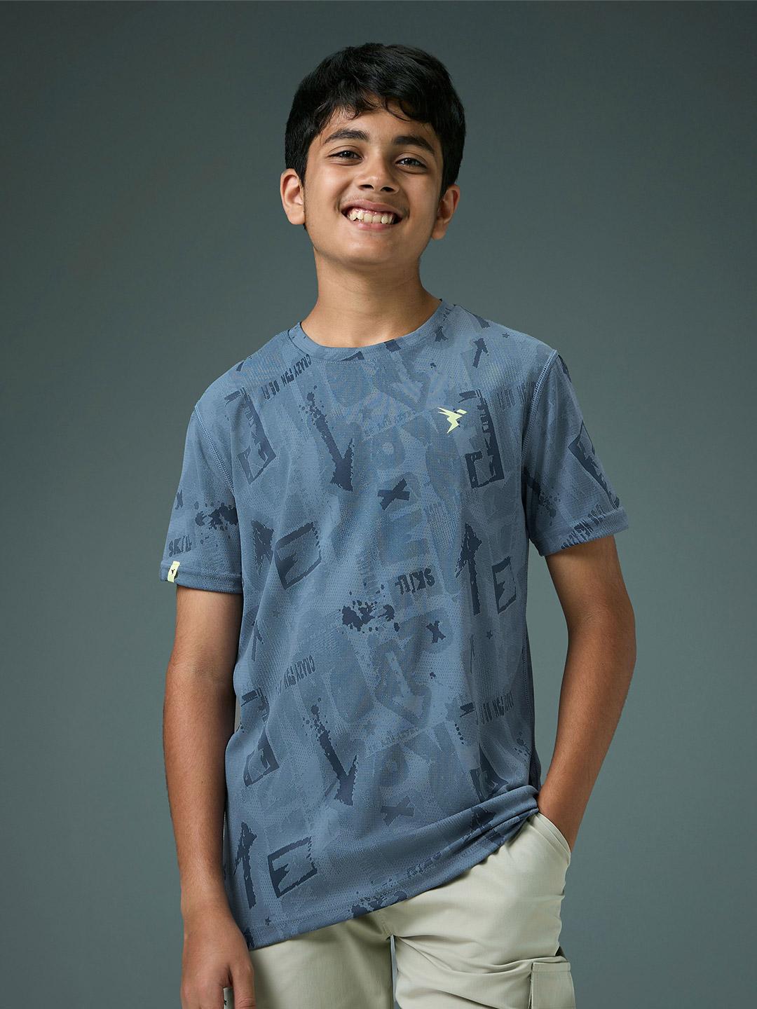 Technosport Kids Crew Neck Tshirt - BR141 - BLUE STONE