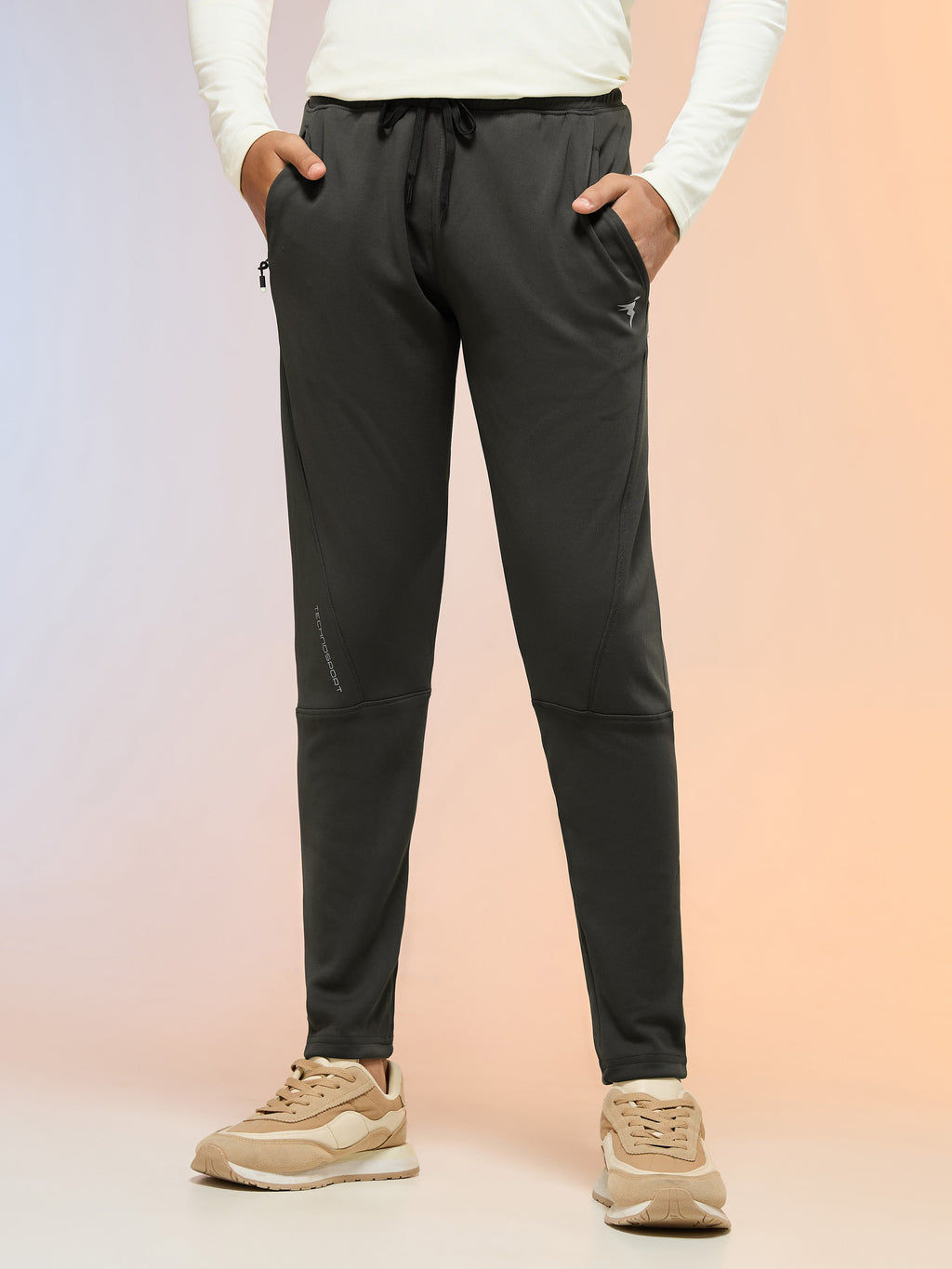 Technosport Kids Slim Fit Trackpant - BR25 - BLACK