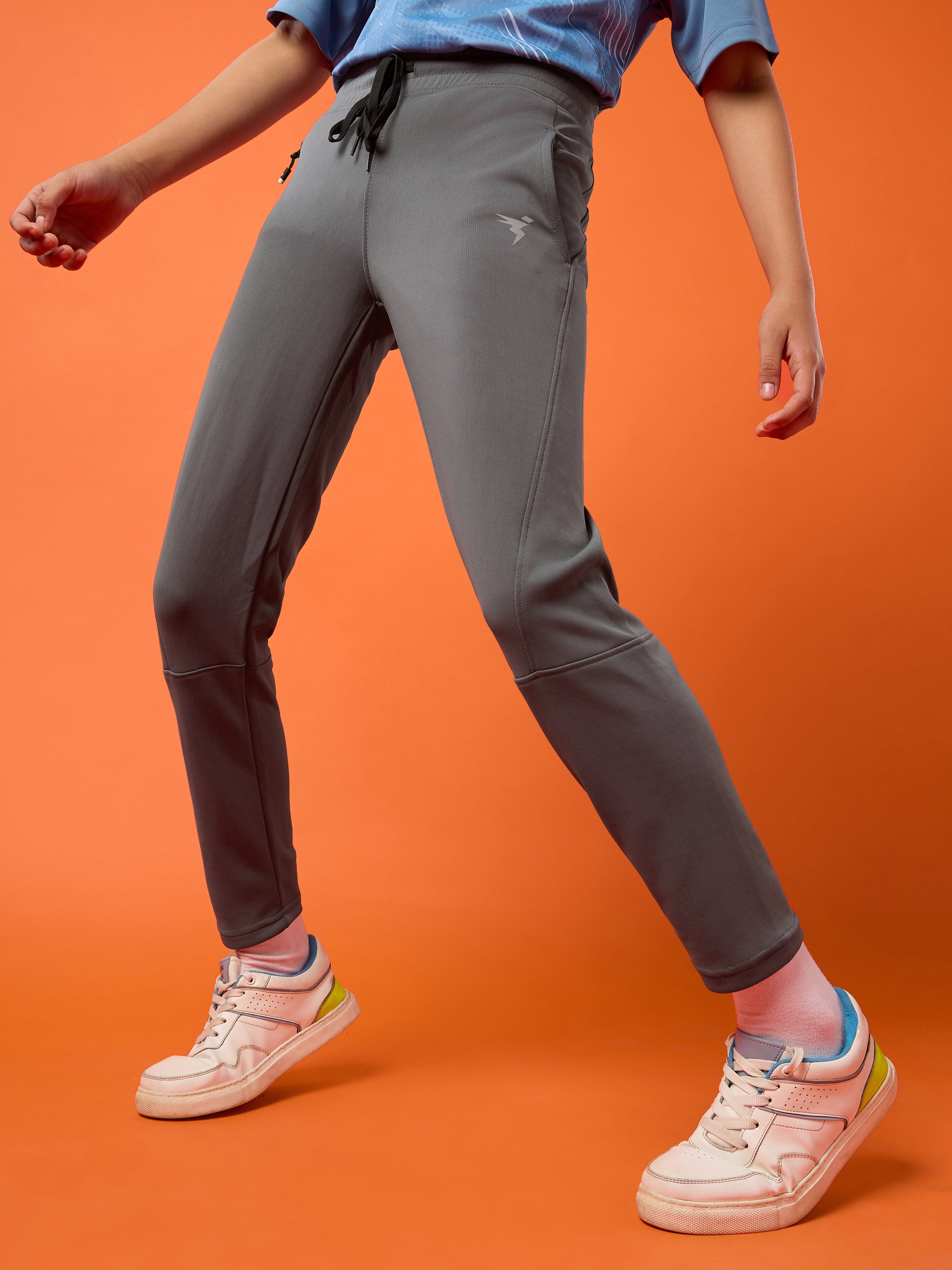 Technosport Kids Slim Fit Trackpant - BR25 - IRON GREY