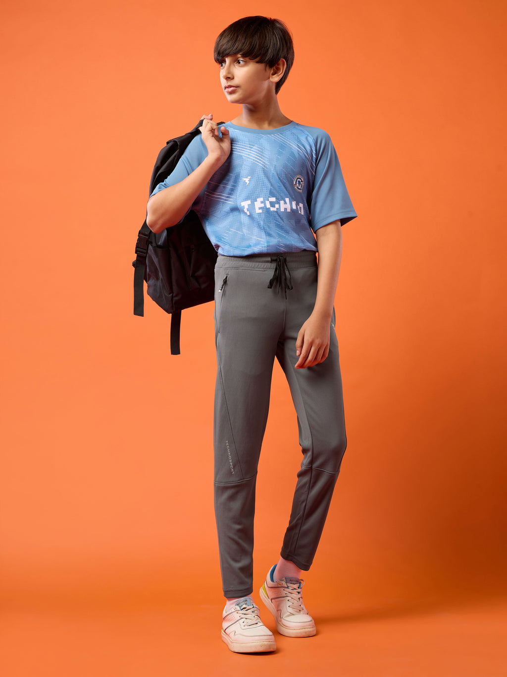 Technosport Kids Slim Fit Trackpant - BR25 - IRON GREY