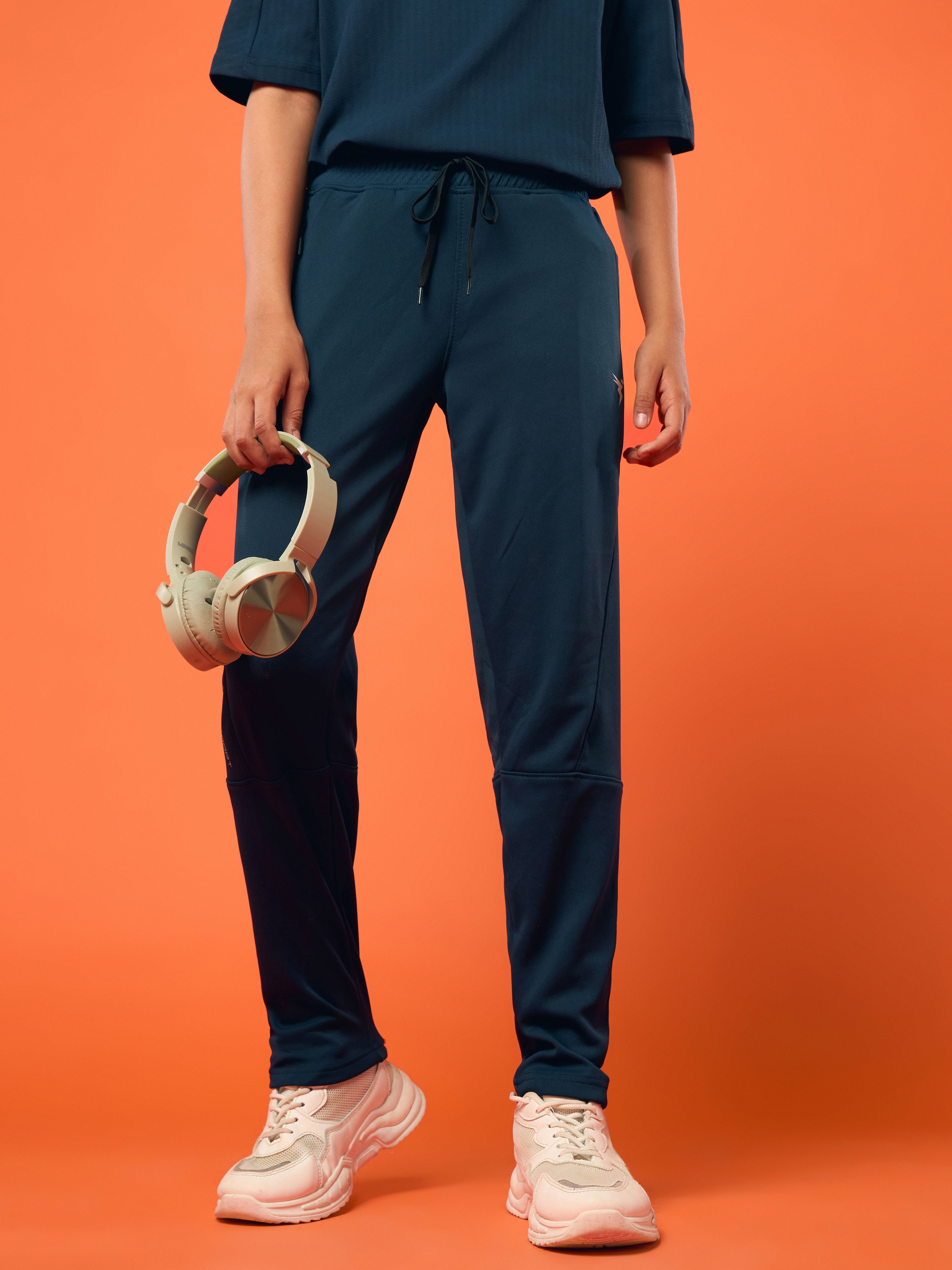 Technosport Kids Slim Fit Trackpant - BR25 - NAVY B