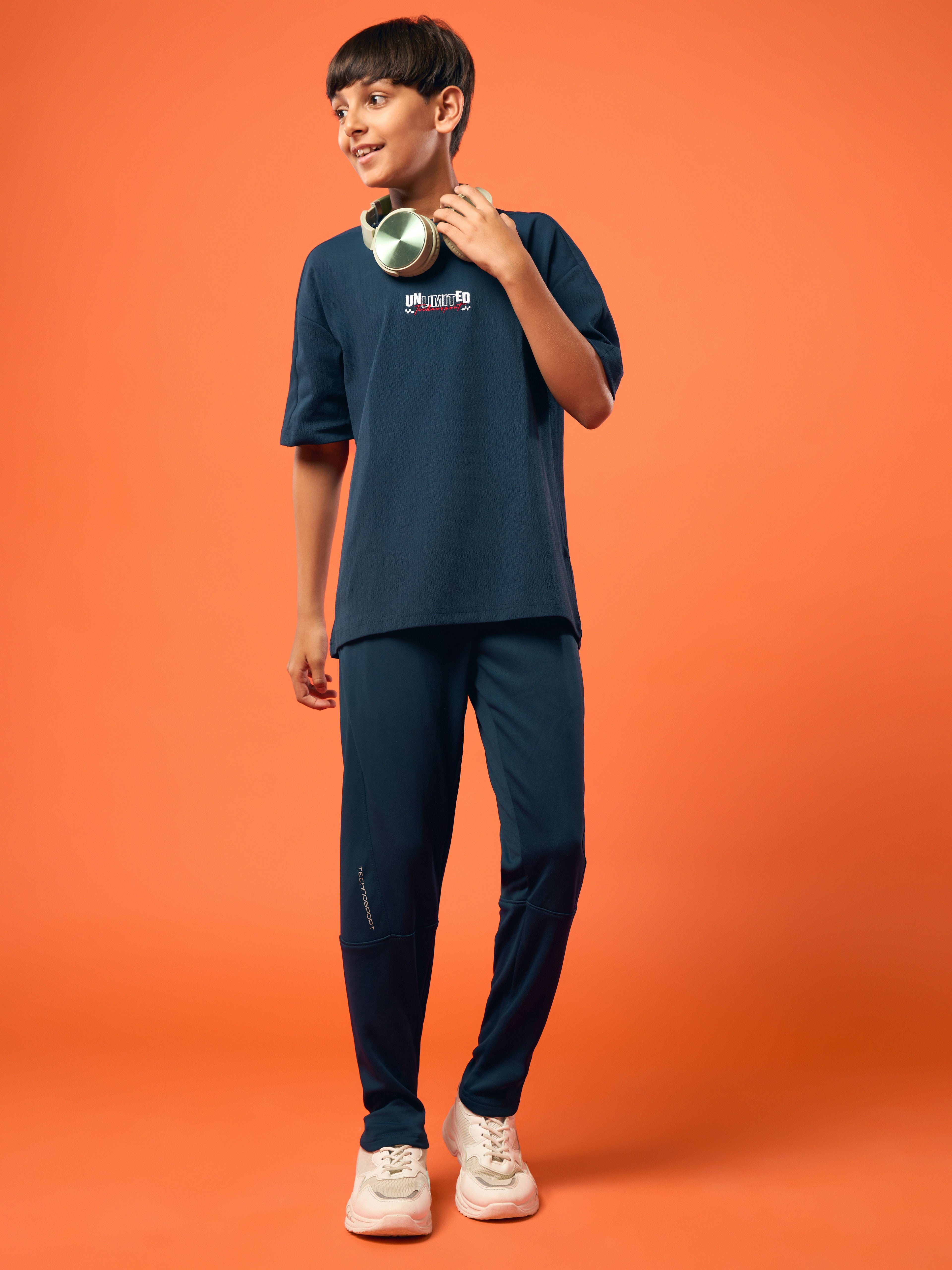 Technosport Kids Slim Fit Trackpant - BR25 - NAVY B