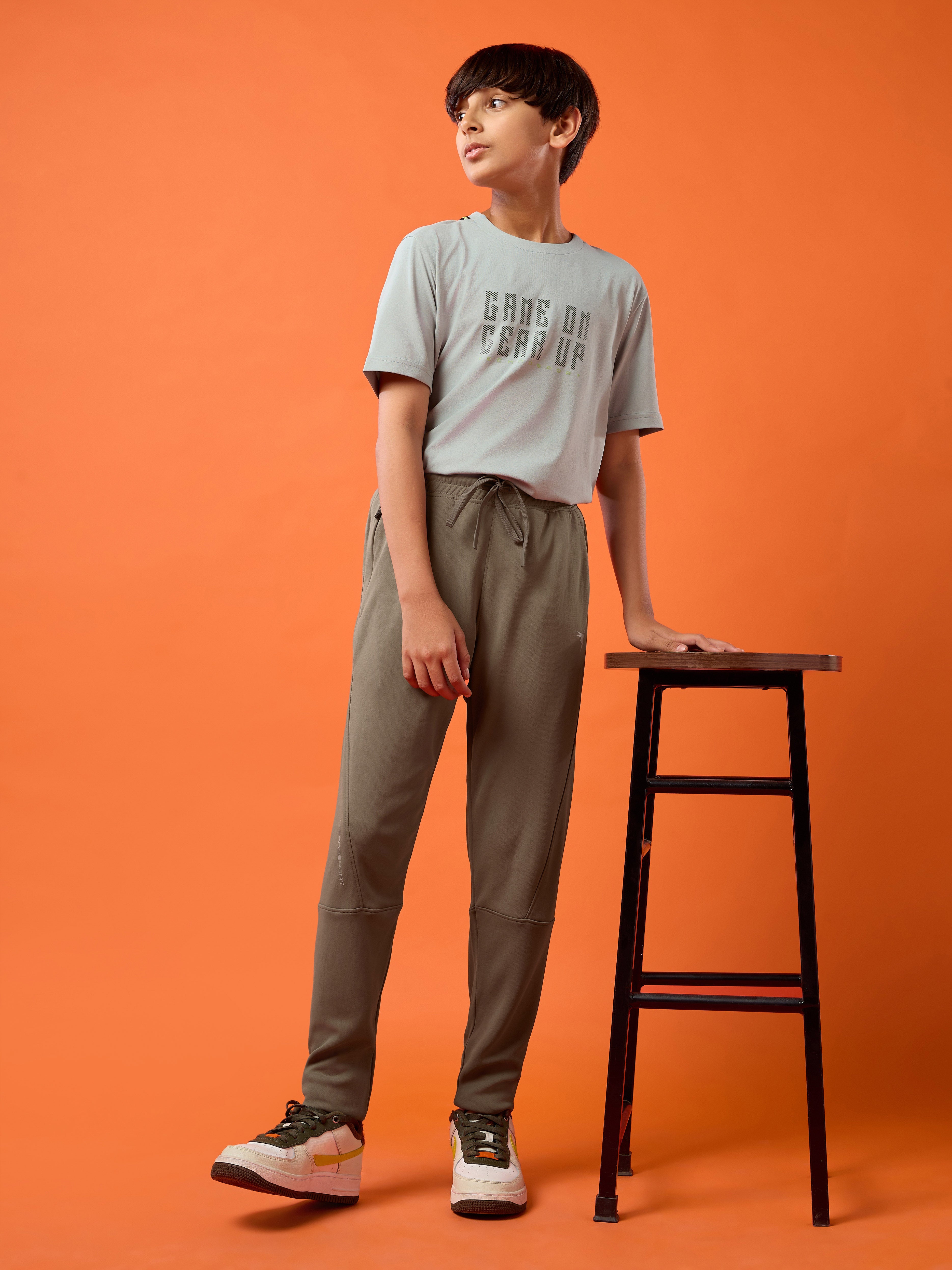 Technosport Kids Slim Fit Trackpant - BR25 - SMOKEY OLIVE