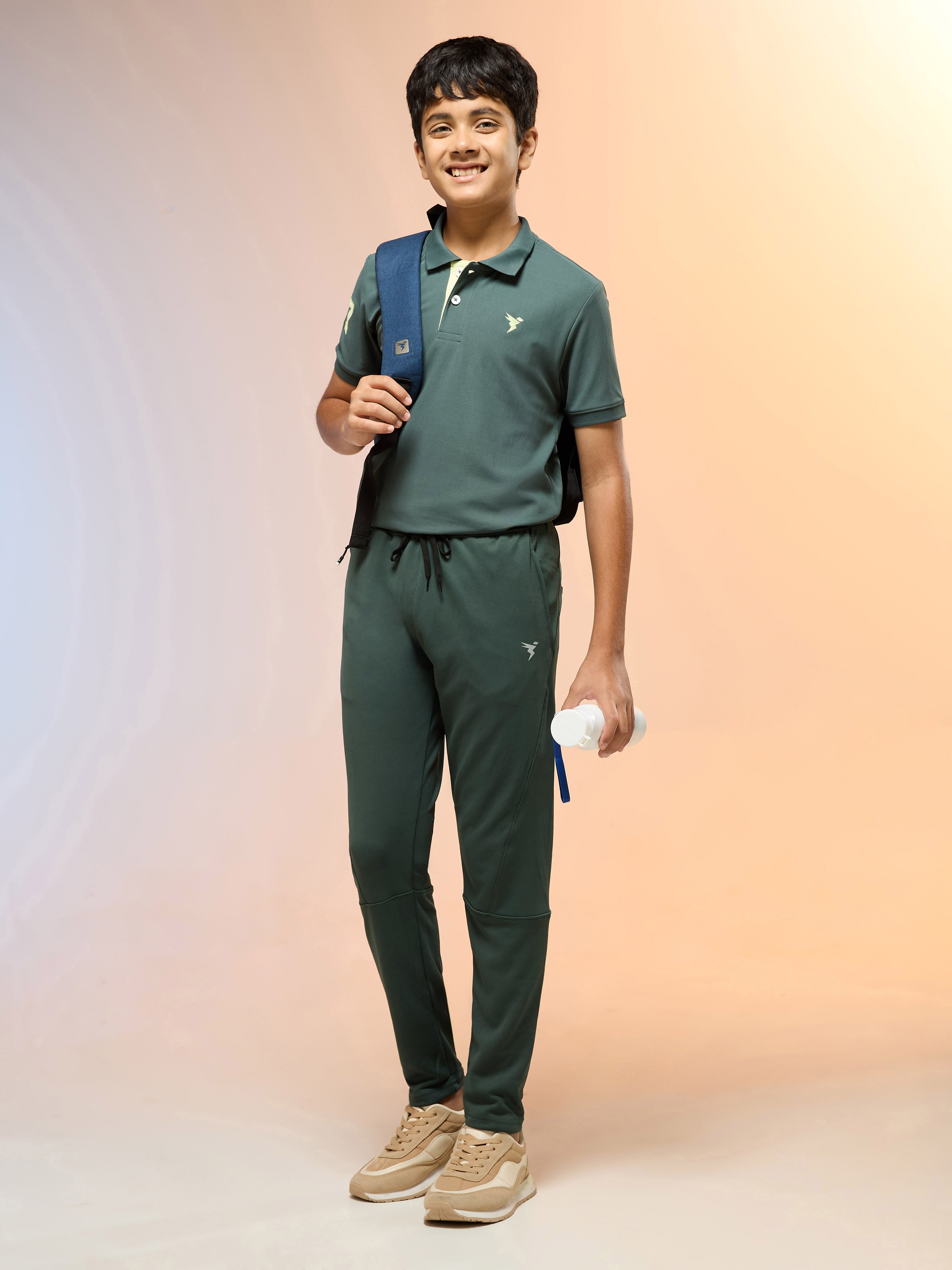 Technosport Kids Slim Fit Trackpant - BR25 - TREKKING GREEN