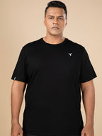 Technosport Crew Neck Tshirt (Honey Comb Fabric) - OR10B - BLACK