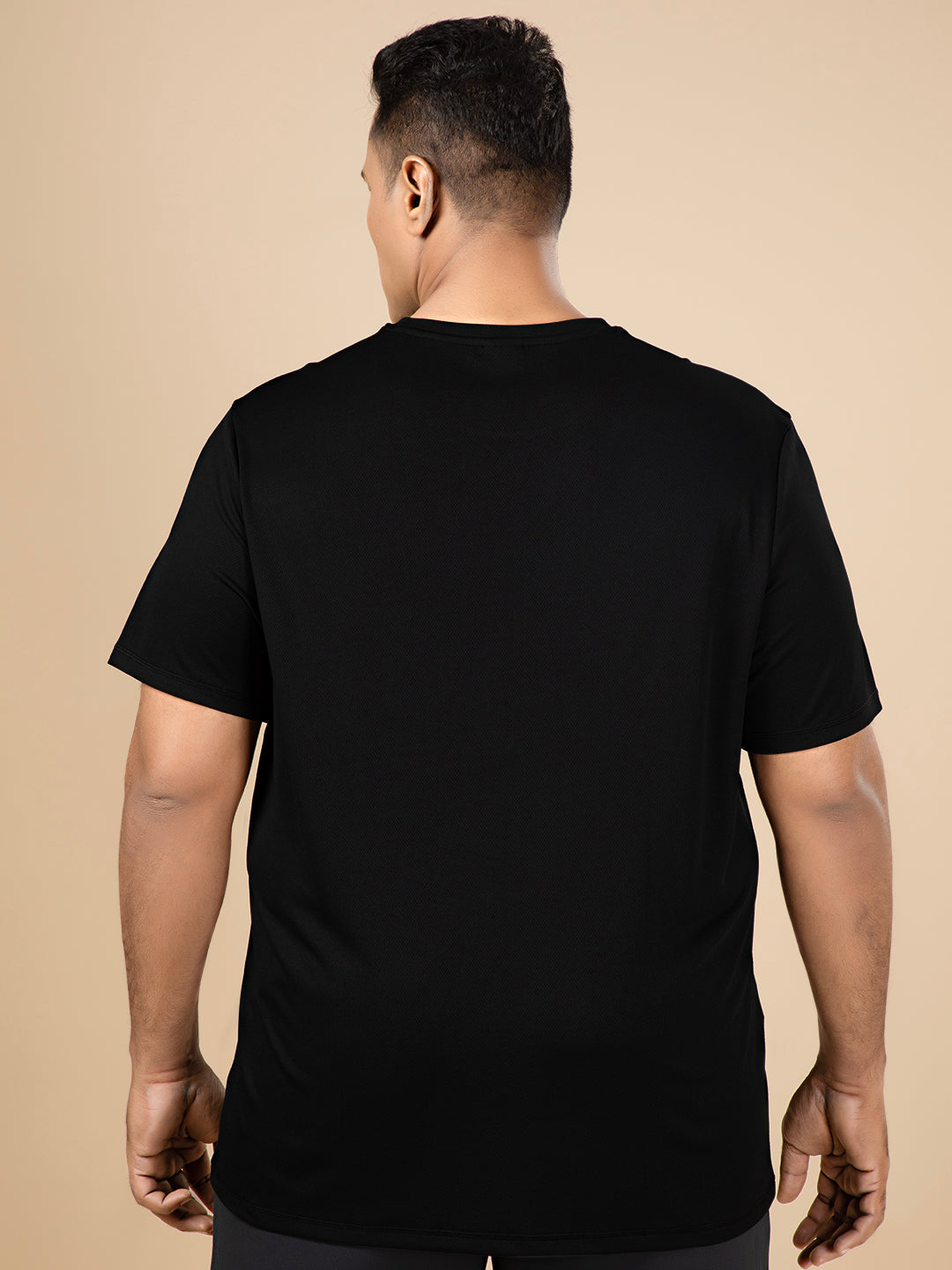 Technosport Crew Neck Tshirt (Honey Comb Fabric) - OR10B - BLACK