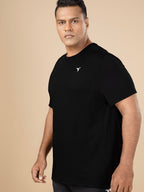 Technosport Crew Neck Tshirt (Honey Comb Fabric) - OR10B - BLACK