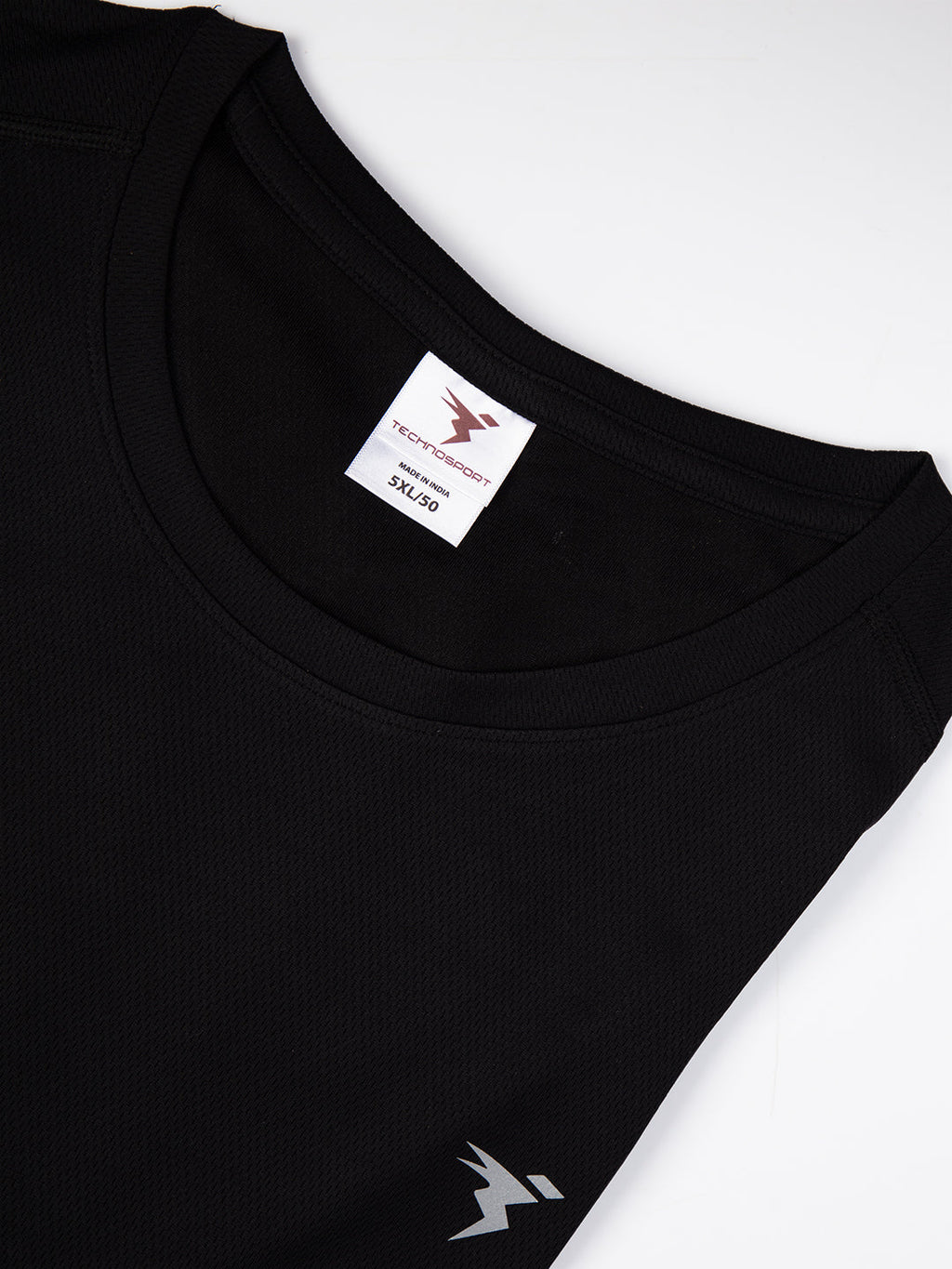 Technosport Crew Neck Tshirt (Honey Comb Fabric) - OR10B - BLACK