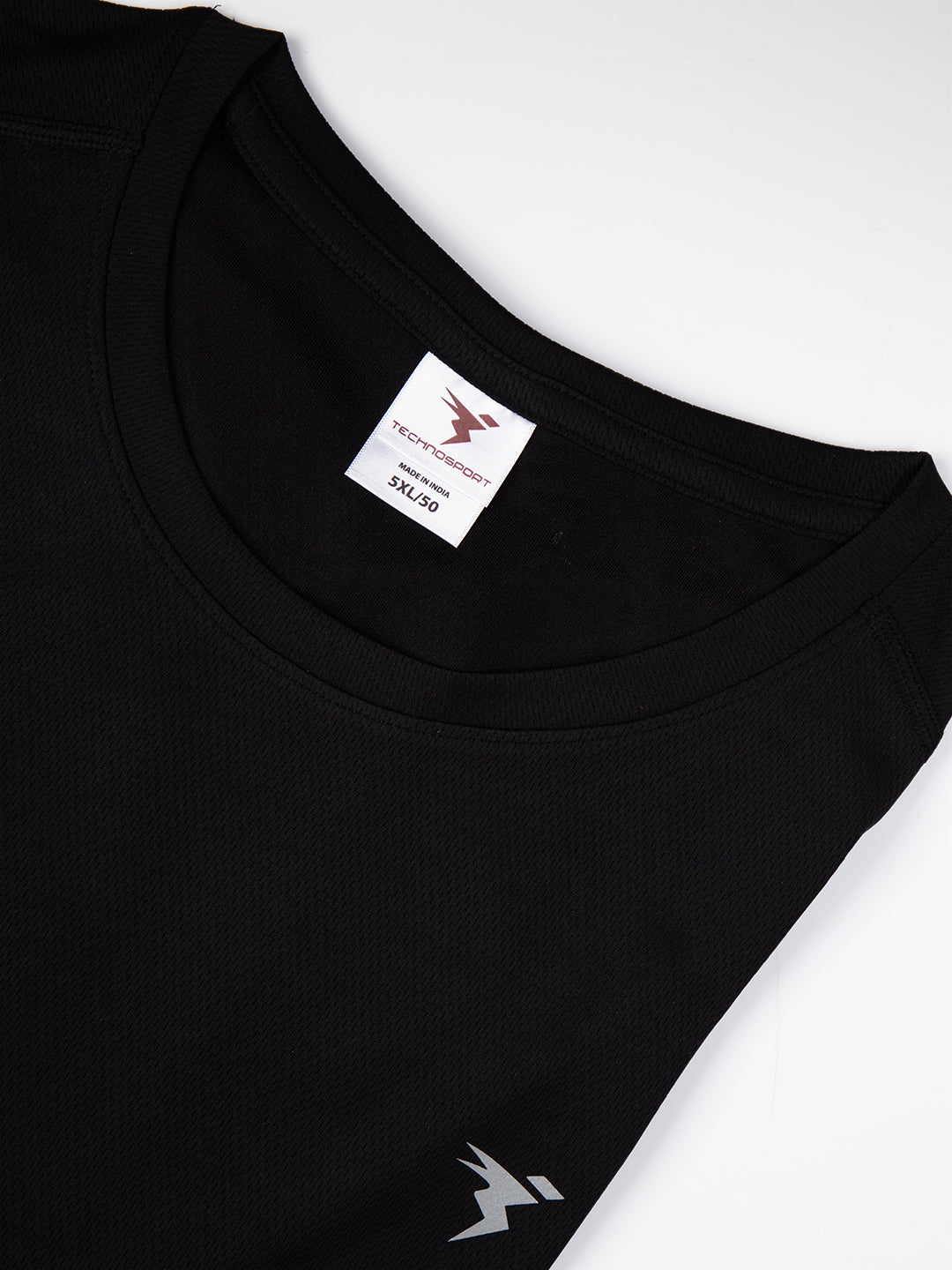 Technosport Crew Neck Tshirt (Honey Comb Fabric) - OR10B - BLACK