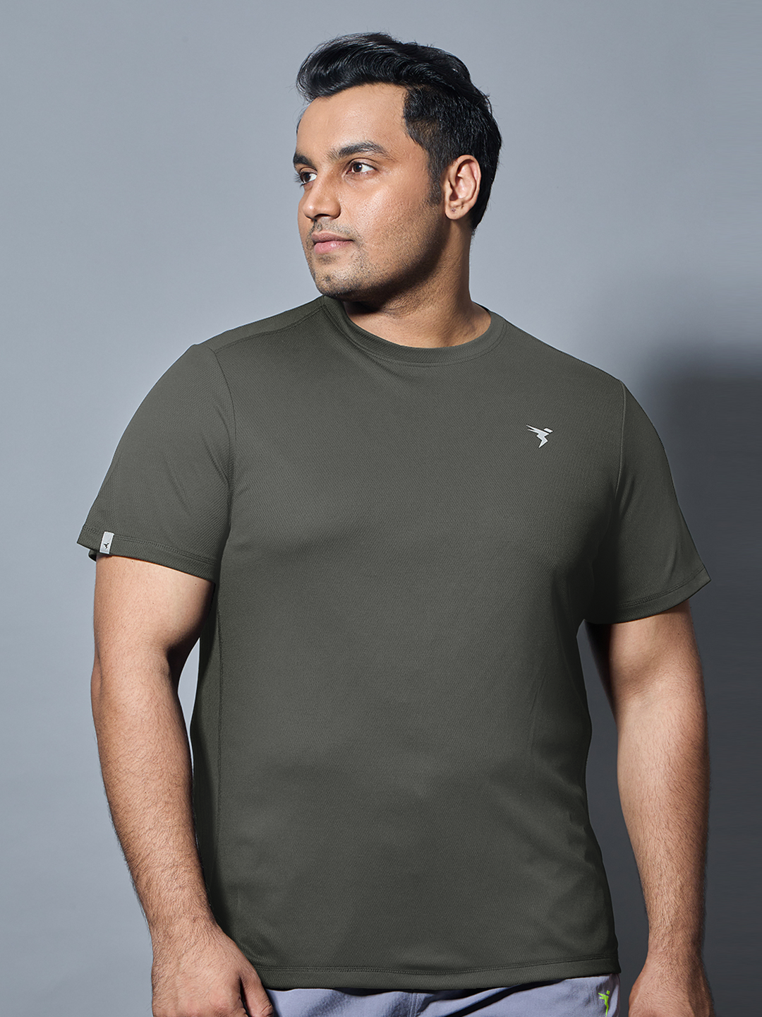 Technosport Crew Neck Tshirt (Honey Comb Fabric) - OR10B - BLACK