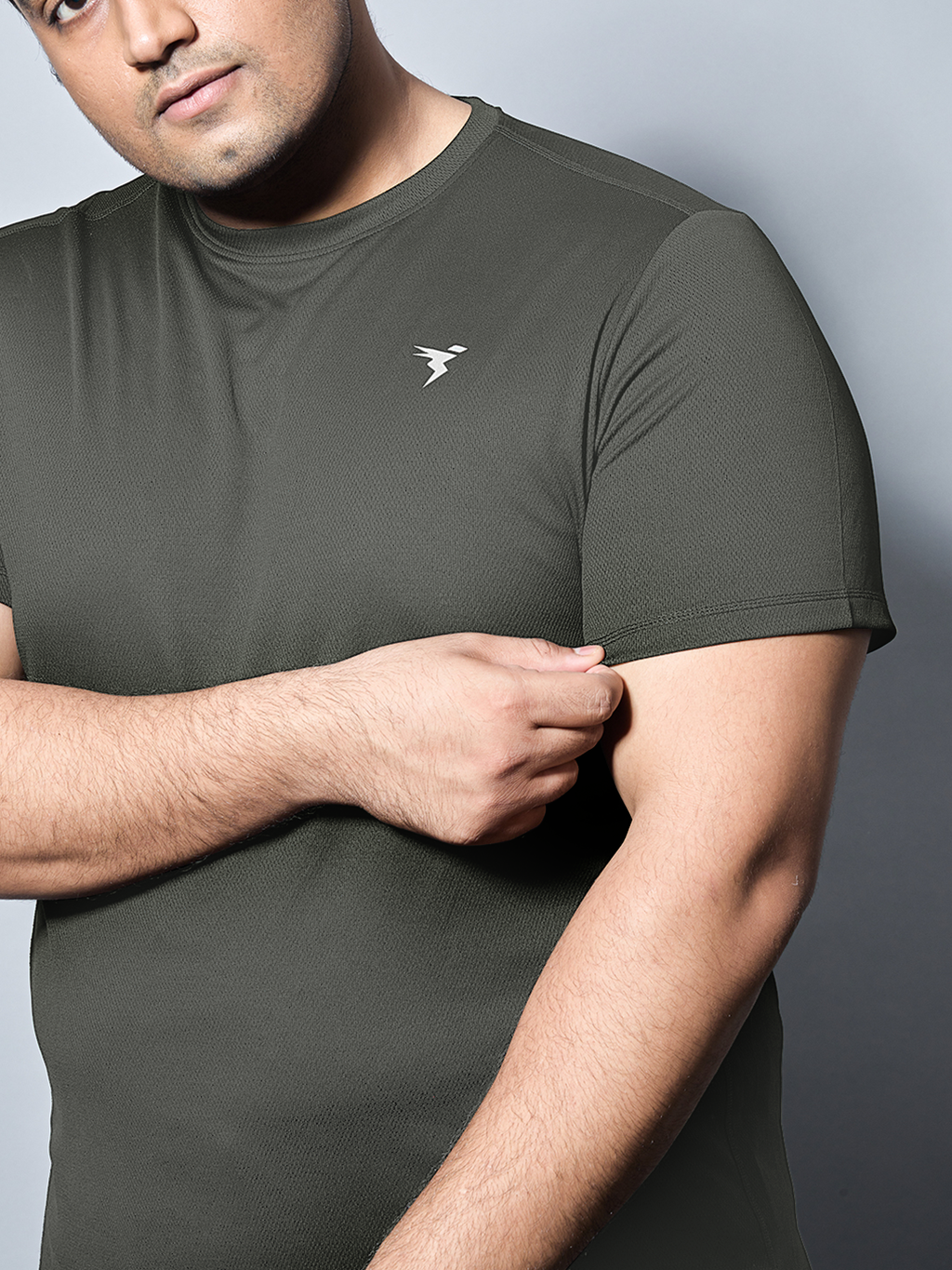 Technosport Crew Neck Tshirt (Honey Comb Fabric) - OR10B - BLACK