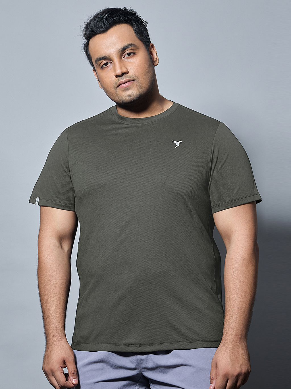 Technosport Crew Neck Tshirt (Honey Comb Fabric) - OR10B - BLACK