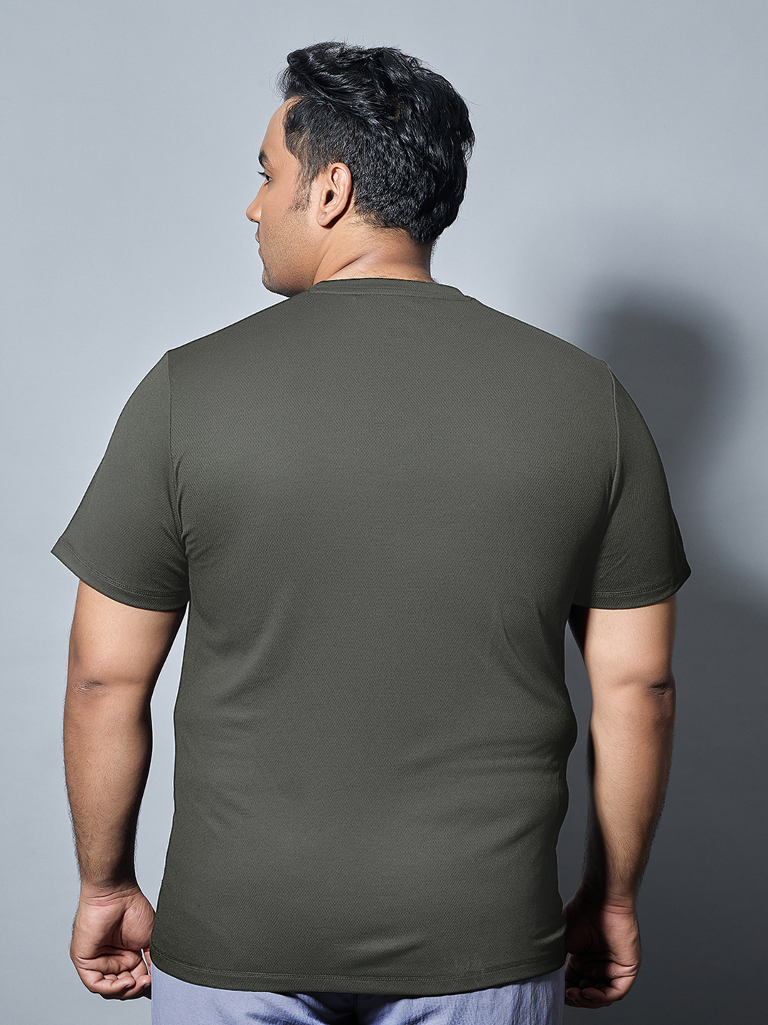Technosport Crew Neck Tshirt (Honey Comb Fabric) - OR10B - BLACK