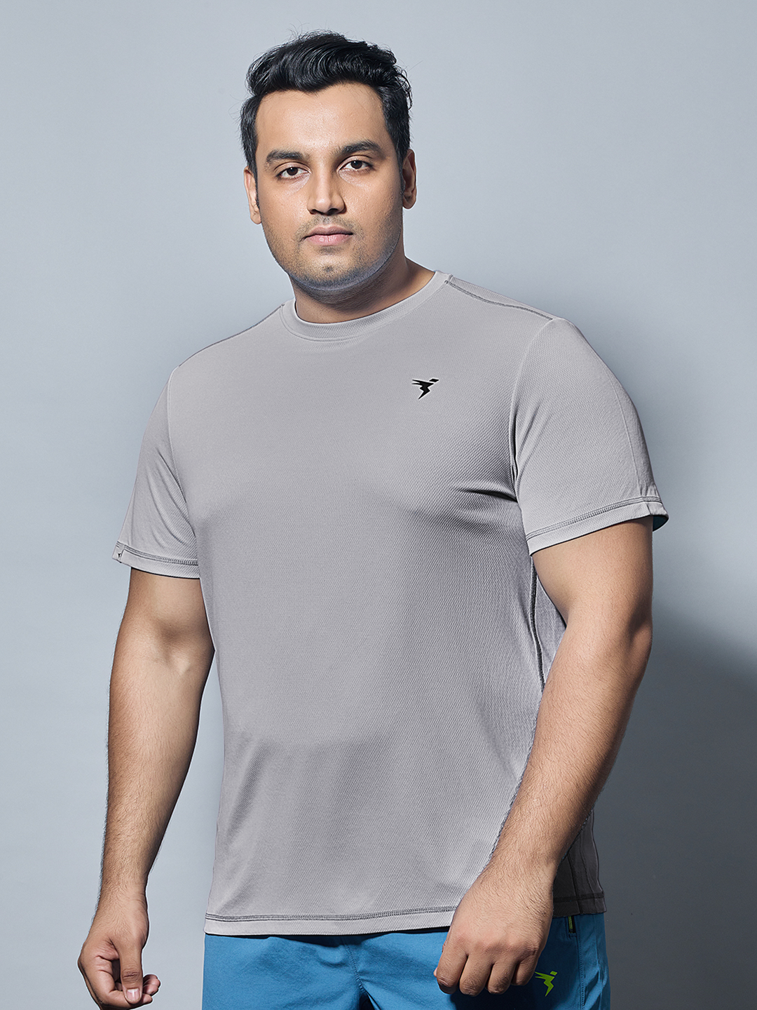 Technosport Crew Neck Tshirt (Honey Comb Fabric) - OR10B - LT GREY B