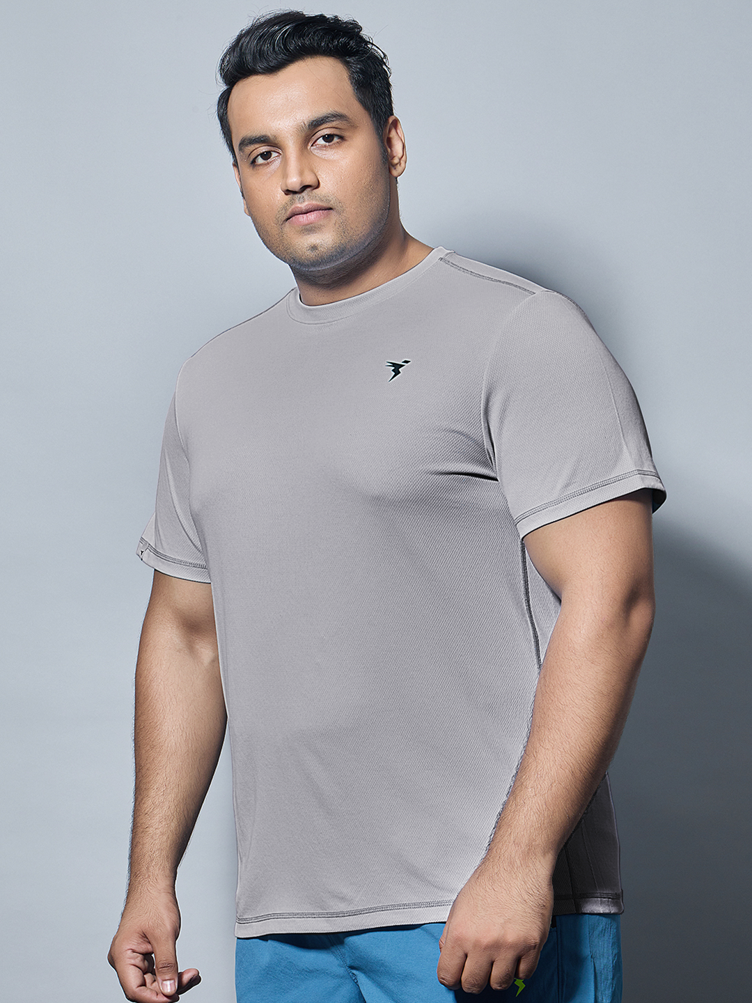 Technosport Crew Neck Tshirt (Honey Comb Fabric) - OR10B - LT GREY B