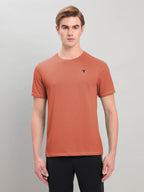 Technosport Crew Neck Tshirt (Honey Comb Fabric) - OR10 - CHILLI FLAKES