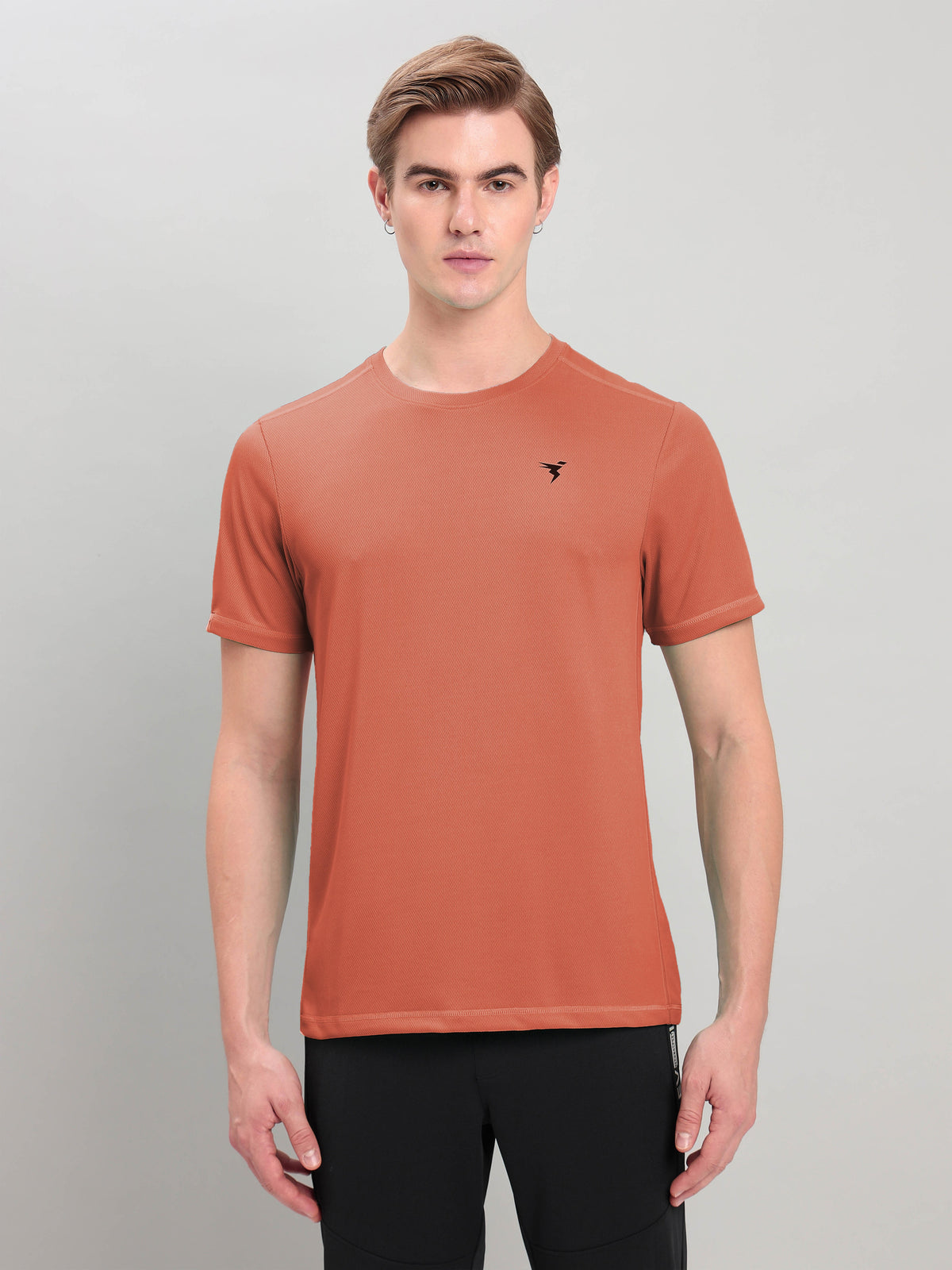 Technosport Crew Neck Tshirt (Honey Comb Fabric) - OR10 - CHILLI FLAKES