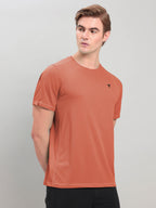 Technosport Crew Neck Tshirt (Honey Comb Fabric) - OR10 - CHILLI FLAKES