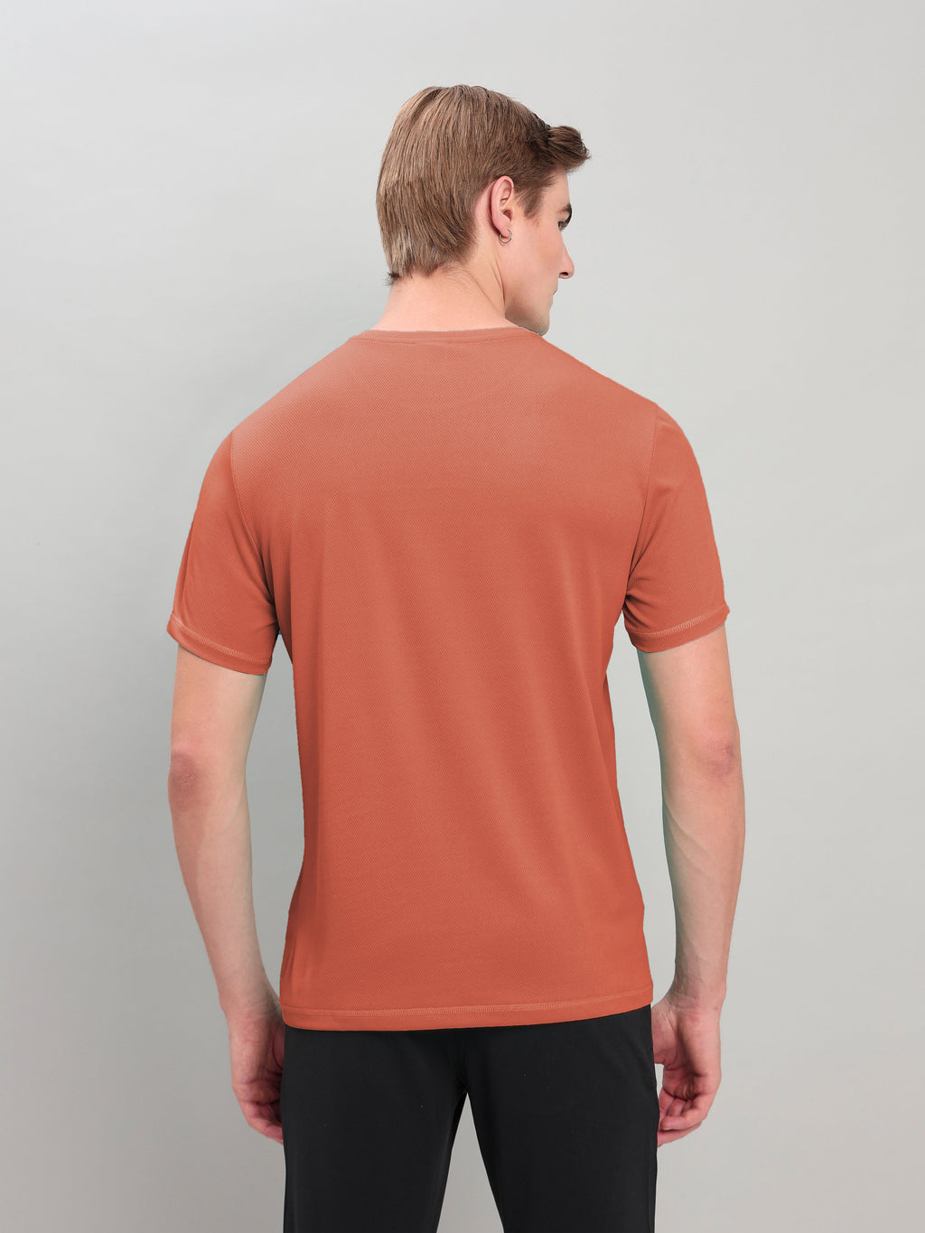 Technosport Crew Neck Tshirt (Honey Comb Fabric) - OR10 - CHILLI FLAKES