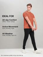 Technosport Crew Neck Tshirt (Honey Comb Fabric) - OR10 - CHILLI FLAKES