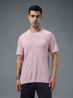 Technosport Crew Neck Tshirt (Honey Comb Fabric) - OR10 - DUSTY PINK