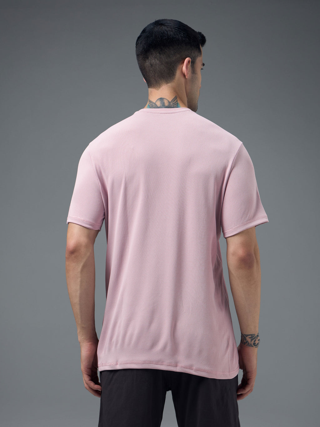 Technosport Crew Neck Tshirt (Honey Comb Fabric) - OR10 - DUSTY PINK