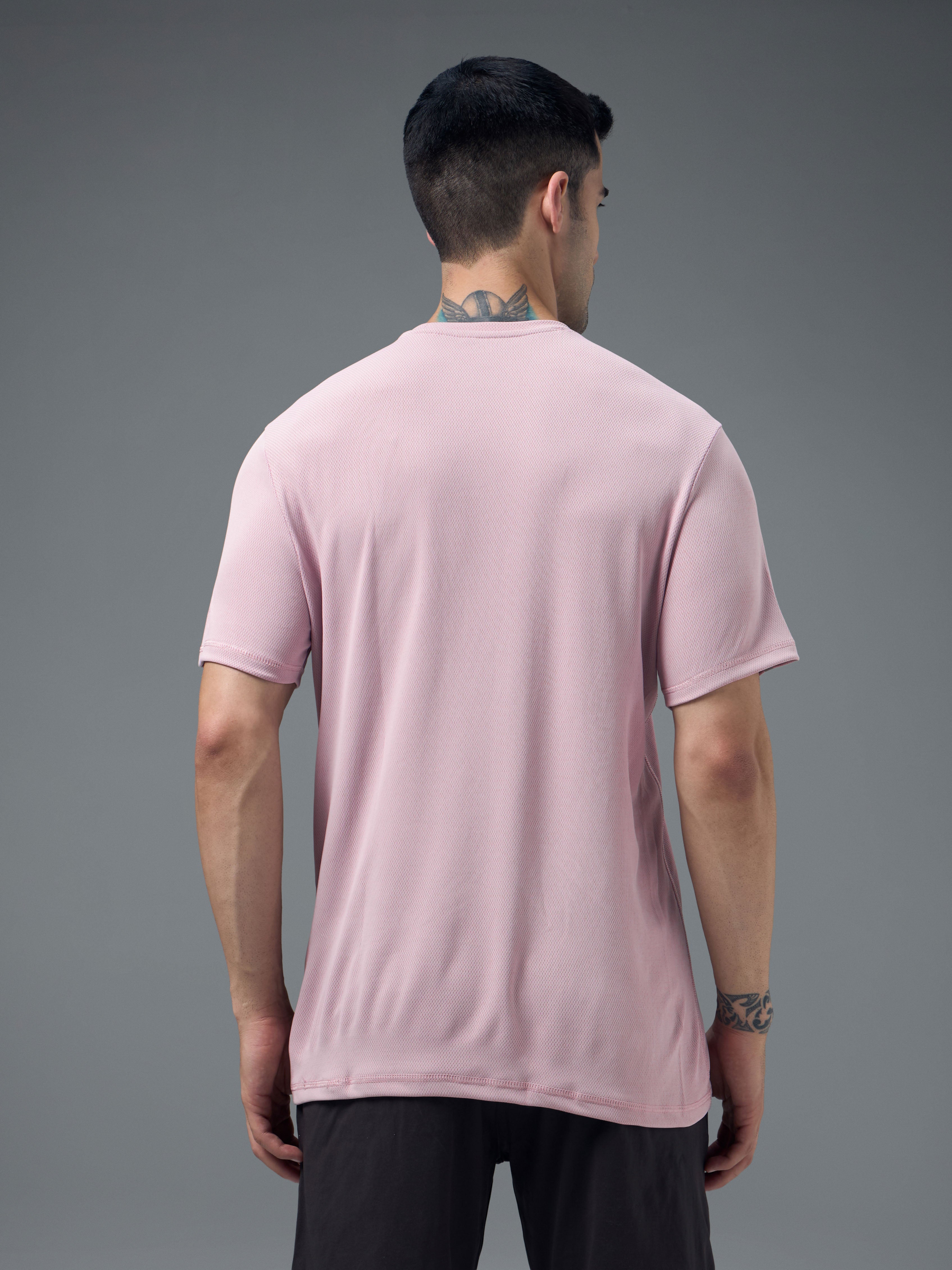 Technosport Crew Neck Tshirt (Honey Comb Fabric) - OR10 - DUSTY PINK